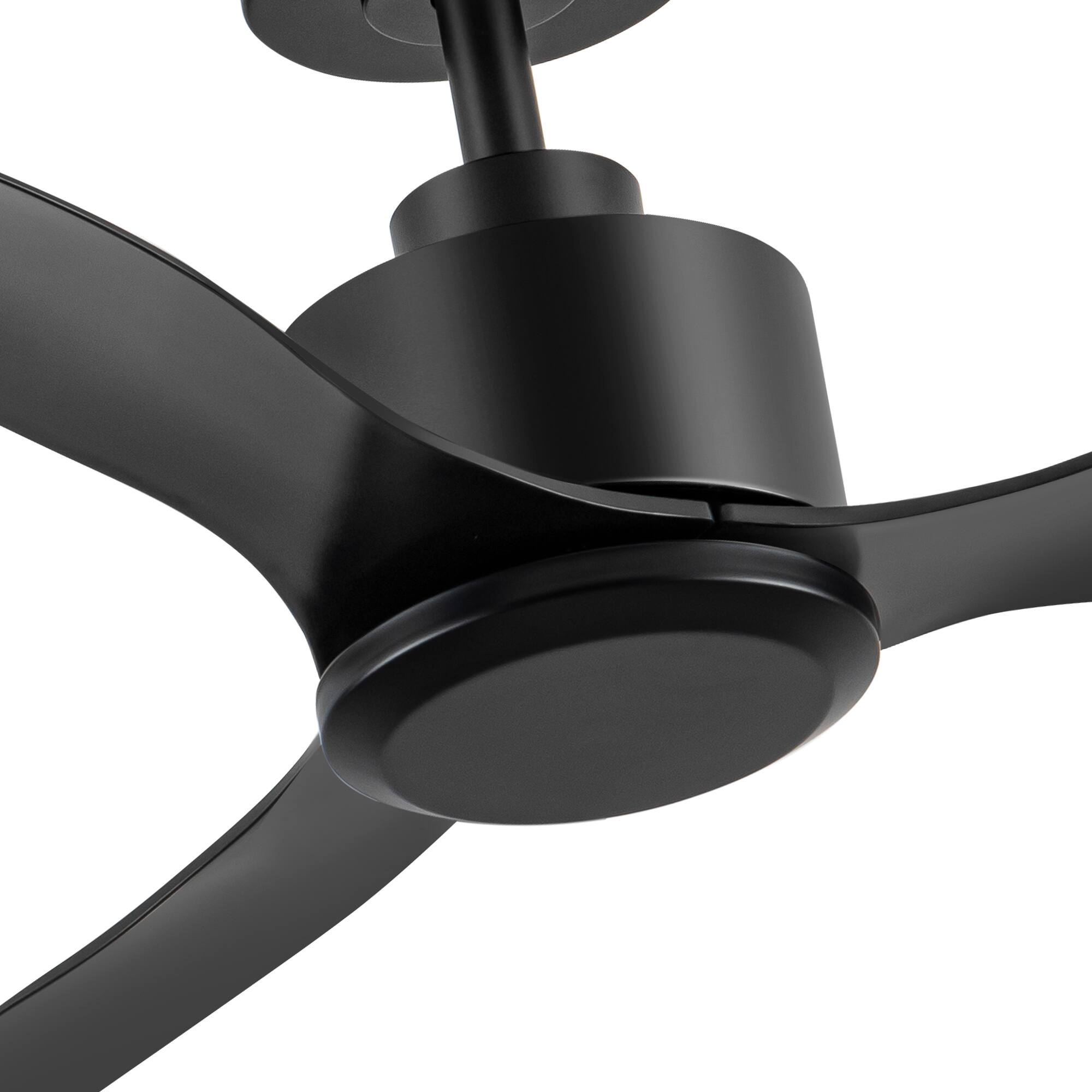 Alt View 1. Breezary - 42" Modern Indoor Ceiling Fan, 3 ABS Blades, 6-Speed DC Motor, Remote Control, Timer, 5'' Downrod, Light/No Light Option - Matte Black (Without Light).