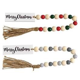 BreeBe - *Merry Christmas Tassel Garland w/Beads 2 Asstd - Multicolor