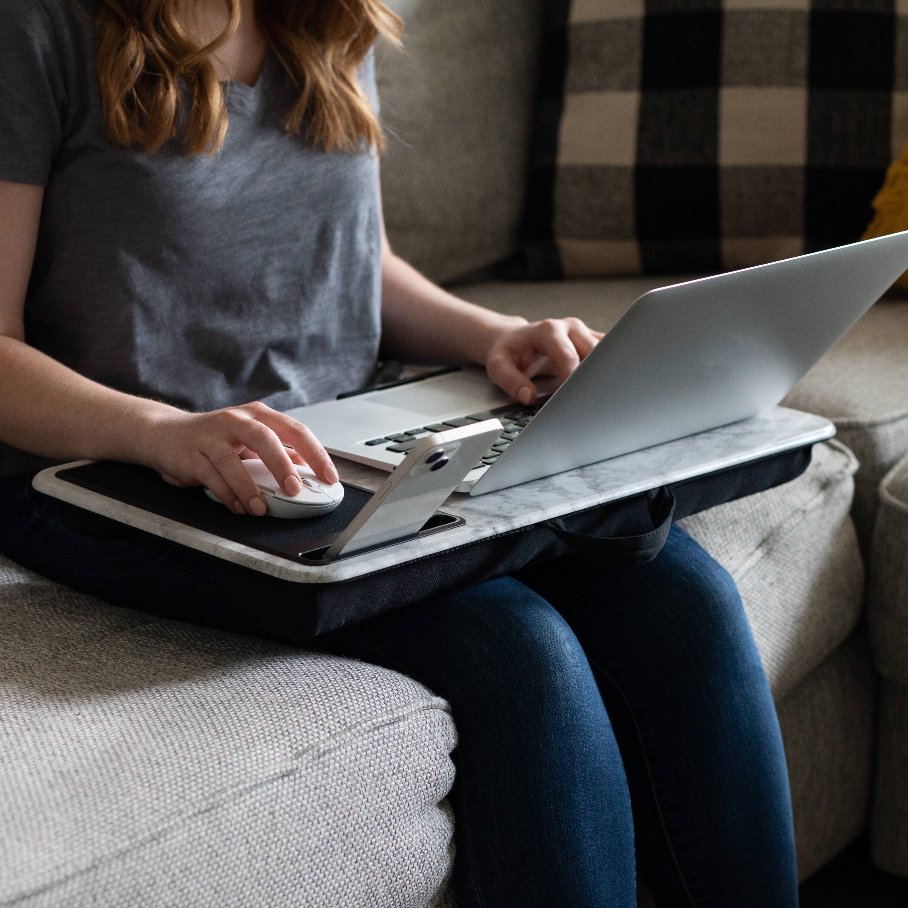 Alt View 2. LapGear - Home Office Lap Desk (Fits up to 15.6" Laptop) - White Marble.