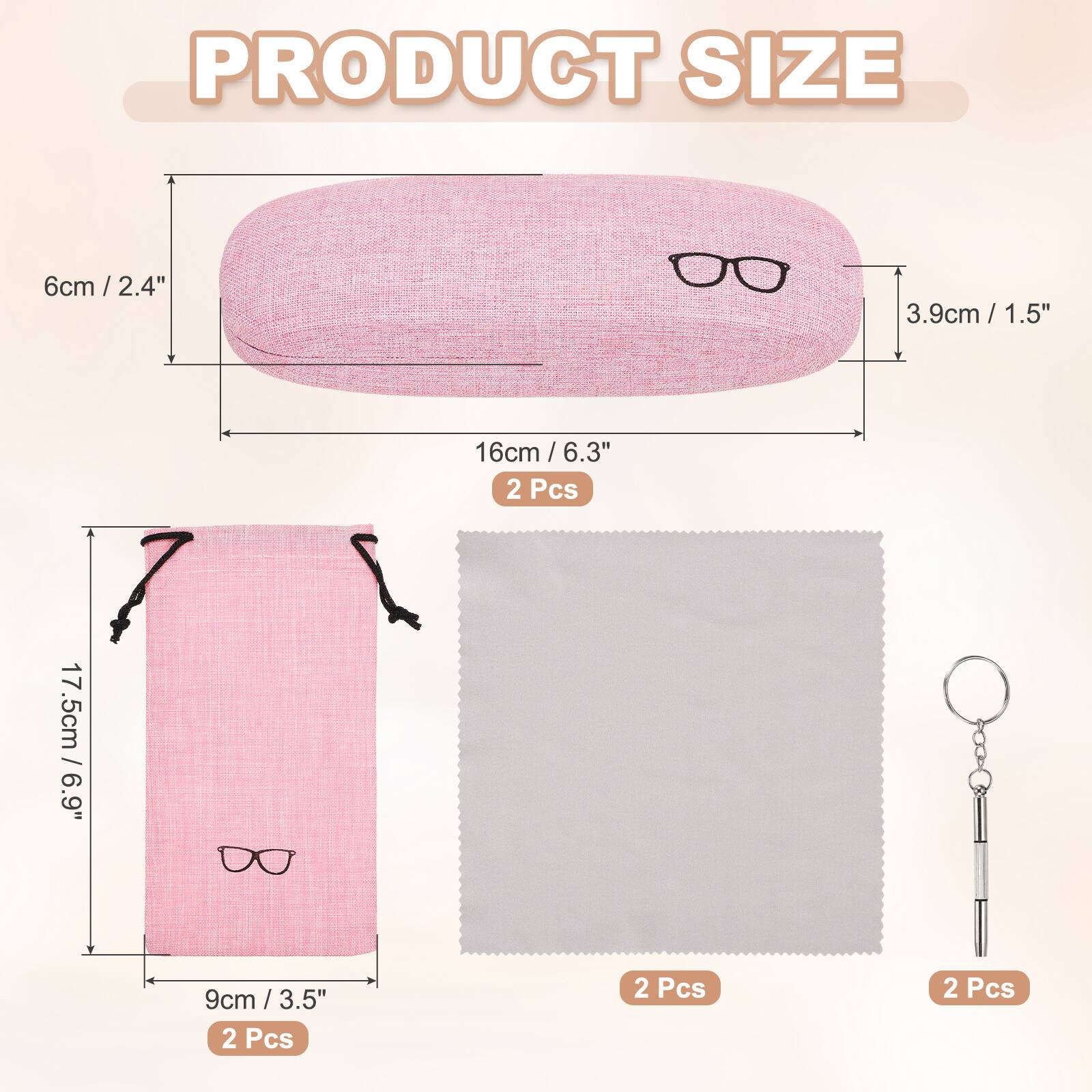 PRODUCT SIZE

- 6cm / 2.4"
- 3.9cm / 1.5"
- 16cm / 6.3"
- 2 Pcs

- 17.5cm / 6.9"
- 9cm / 3.5"
- 2 Pcs

- 2 Pcs

- 2 Pcs