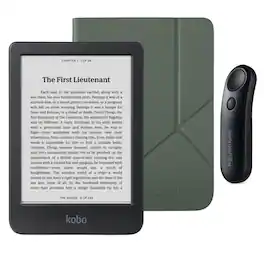 Kobo - Clara BW eReader with Black Remote Bundle - 2024 - Misty Green SleepCover
