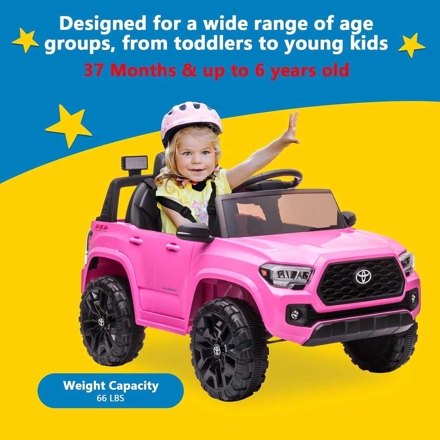 Designed for a wide range of age groups, from toddlers to young kids  
37 Months & up to 6 years old  

Weight Capacity  
66 LBS