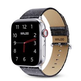 Waloo - Sparkly Brilliance Leather Band For Apple Watch - 40/41/42mm - Black