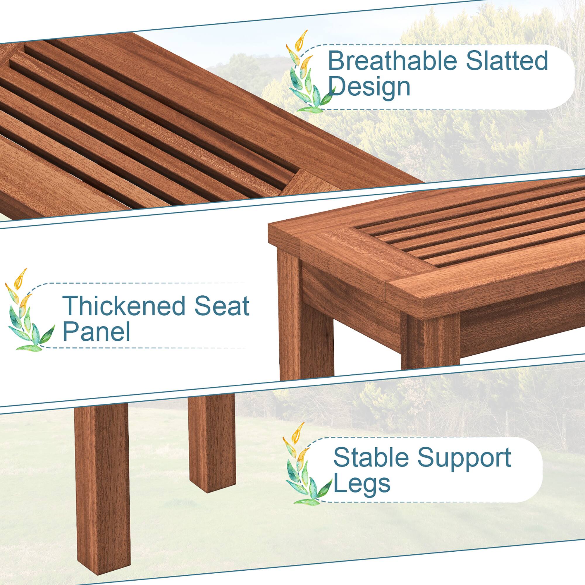 Breathable Slatted Design, Thickened Seat Panel, Stable Support Legs