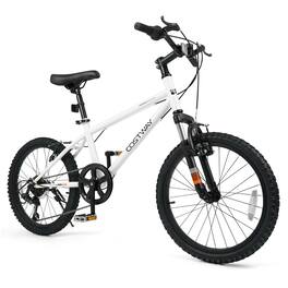 Costway - 20 Inch Kids Mountain Bike for Boys Girls Aged 8+ Years Old with Suspension Fork - White