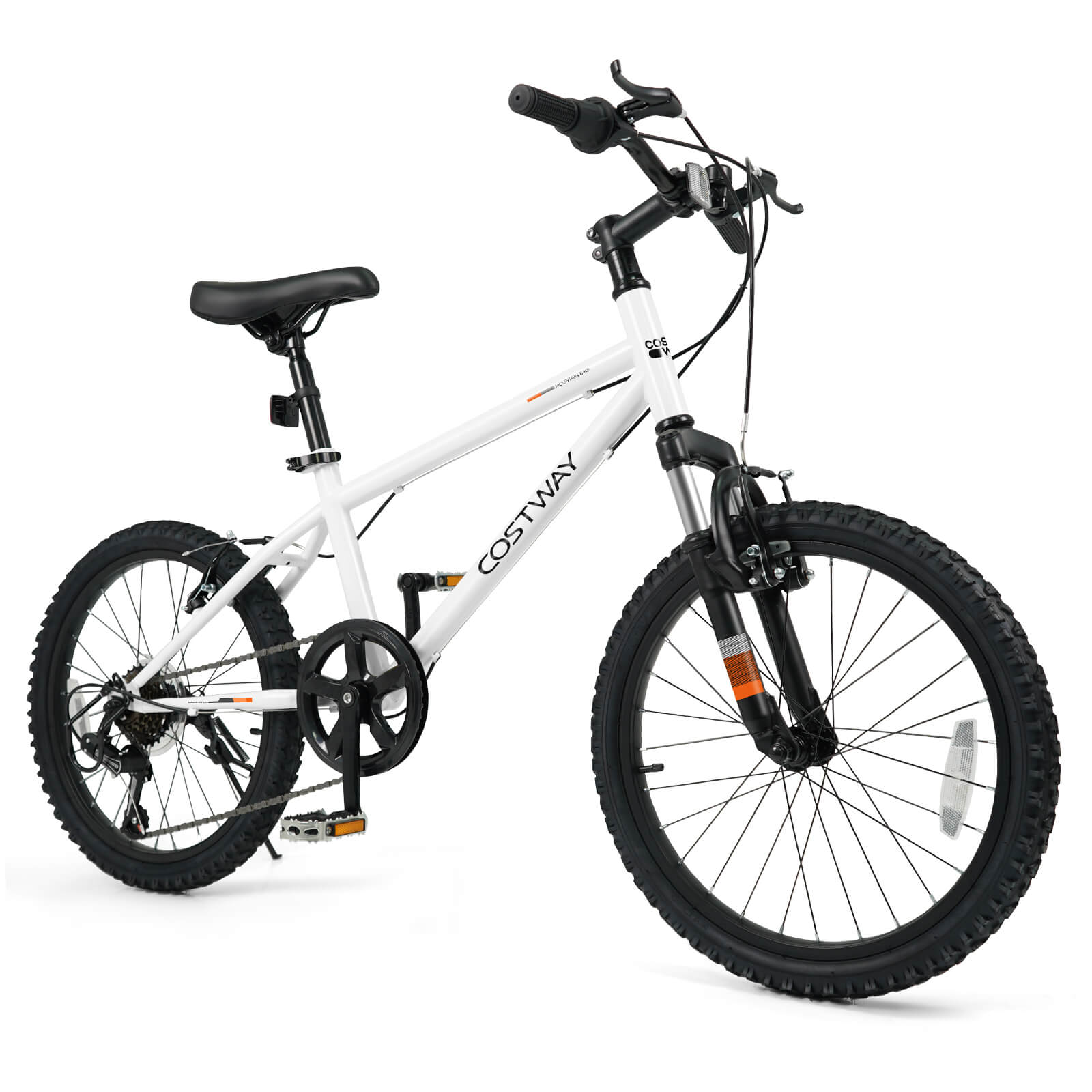 Costway - 20 Inch Kids Mountain Bike for Boys Girls Aged 8+ Years Old with Suspension Fork - White