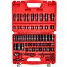 VEVOR - 3/8 in Drive Impact Socket Set, 64 Piece, 6 Point Deep & Shallow Impact Sockets, SAE (5/16 in to 1 in) and Metric - Red