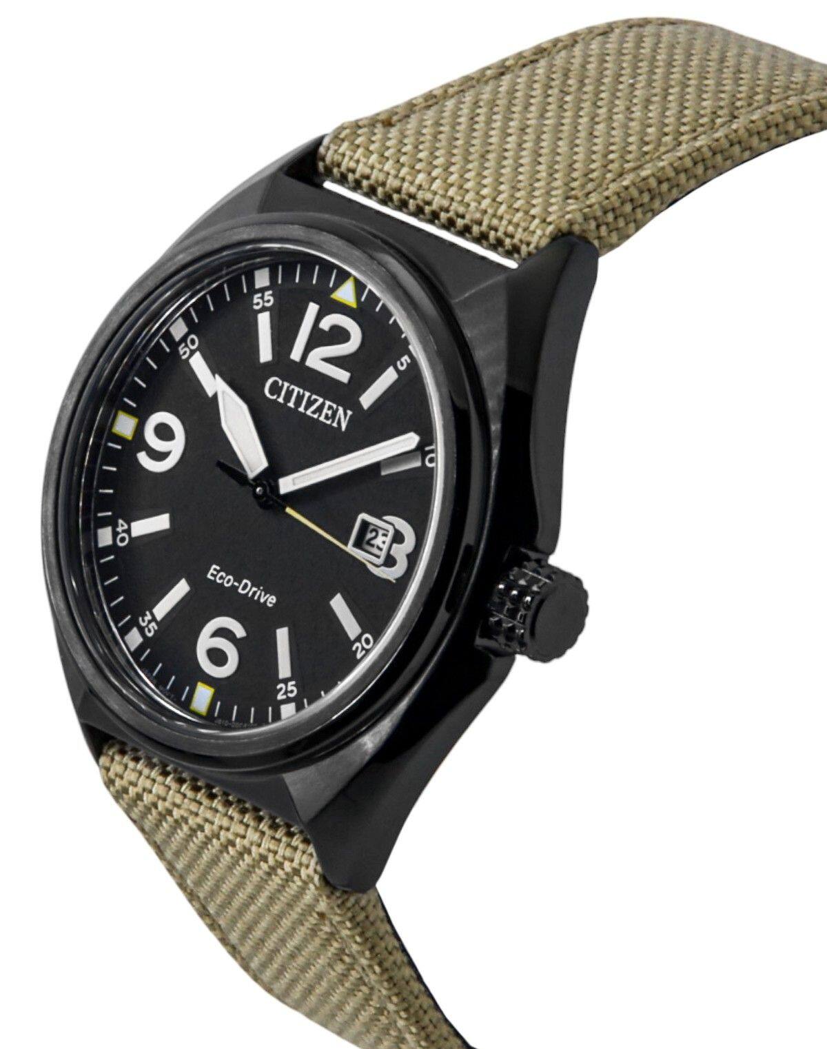 Citizen Eco Drive Green Nylon Strap Dial AW1575 08E 100M Men's
