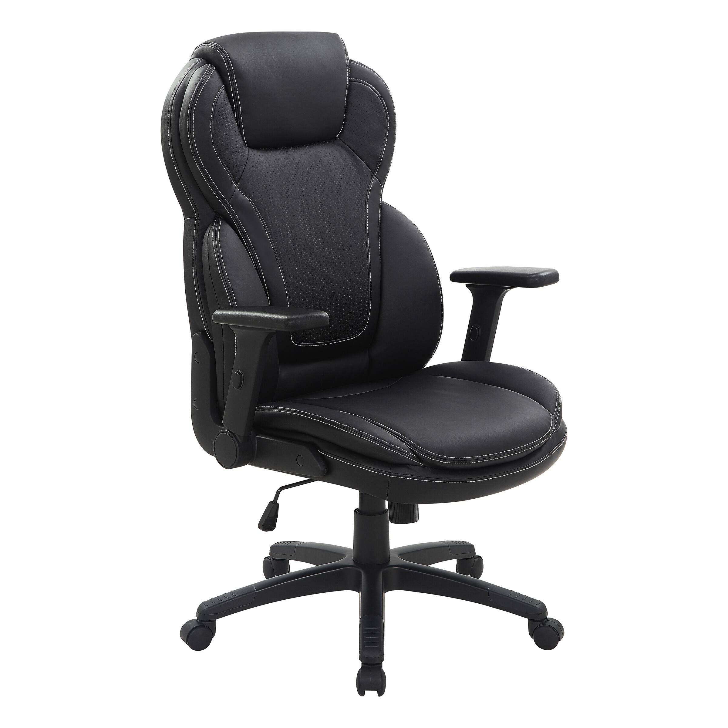 Angle. Office Star Products - Exec Bonded Lthr Office Chair - Black.