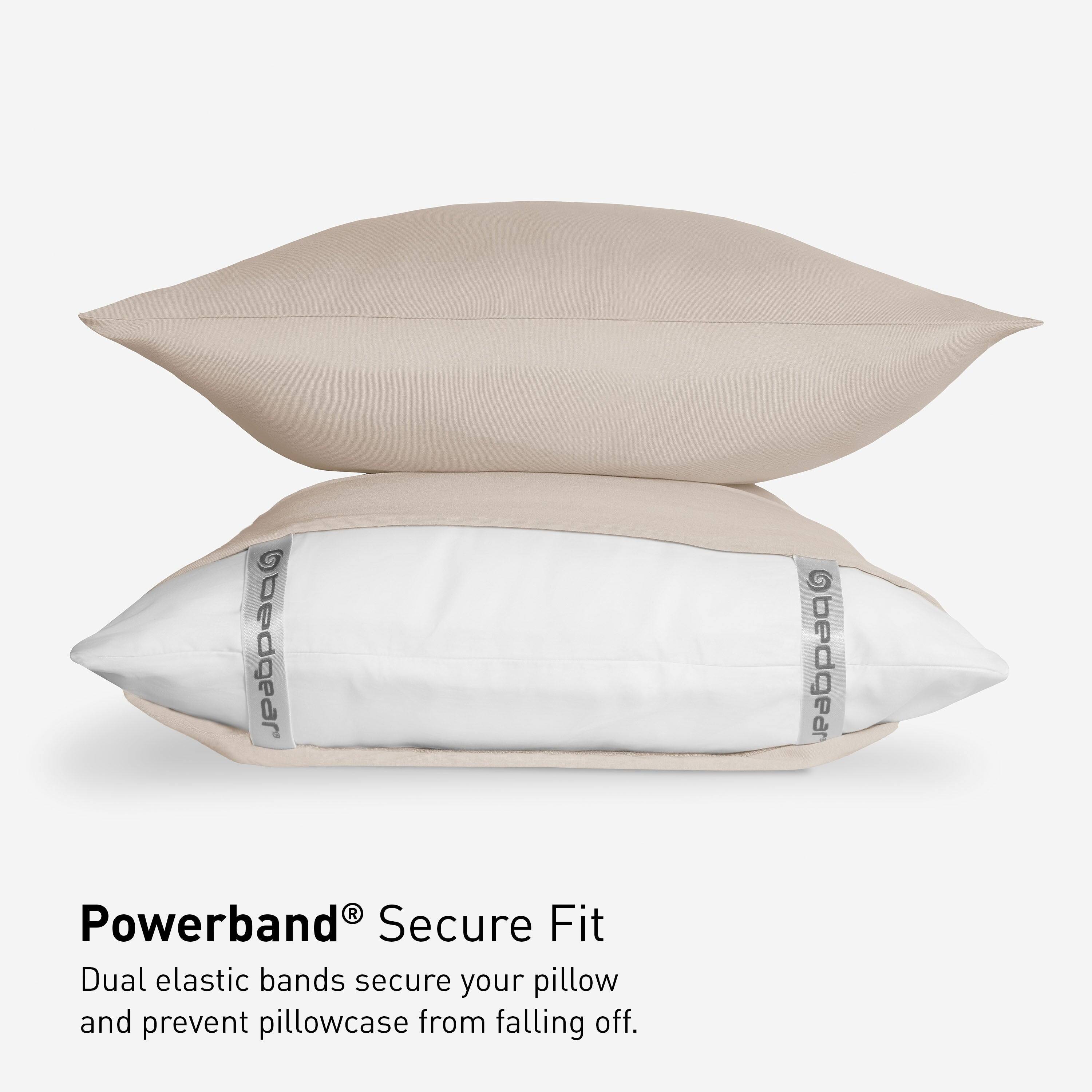bedgear Powerband Secure Fit Dual elastic bands secure your pillow and prevent pillowcase from falling off.