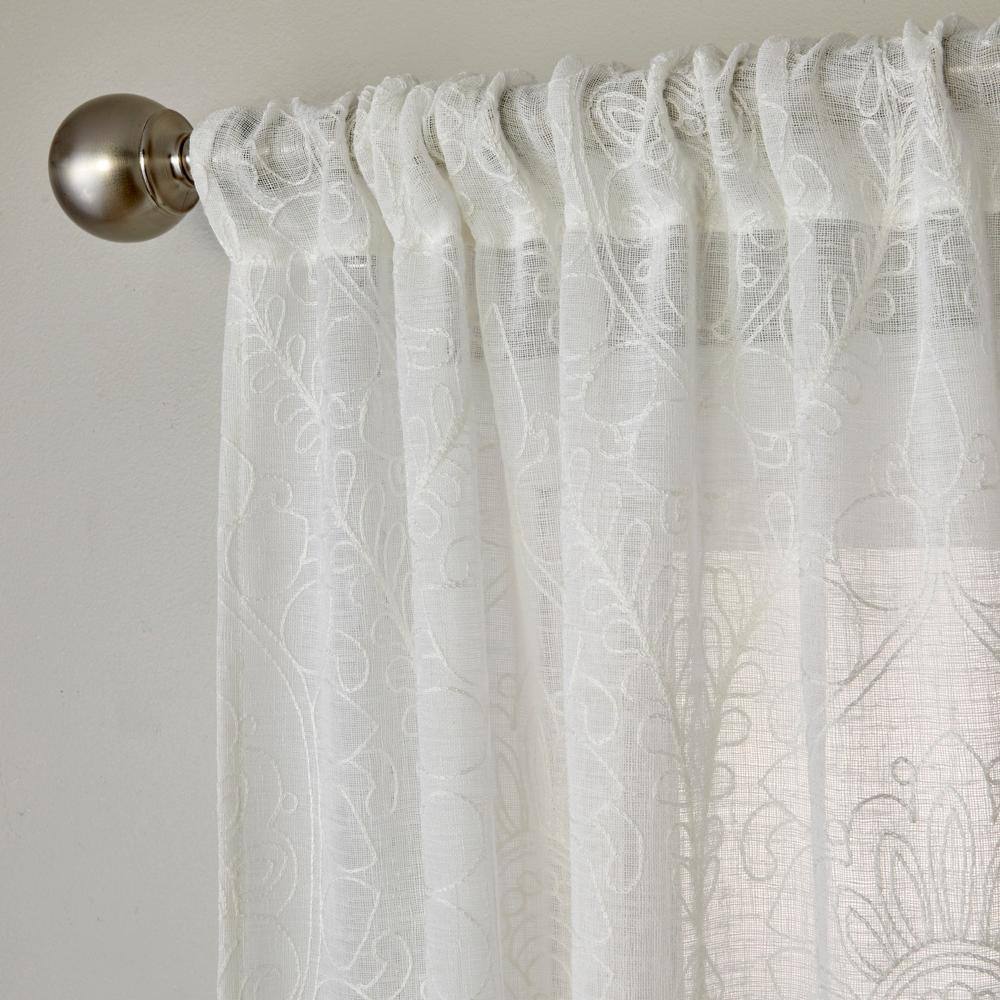 Angle. SKL Home - SKL Home By Saturday Knight Ltd Isabella Lace Window Curtain Panel - 52" x 84" White - White.