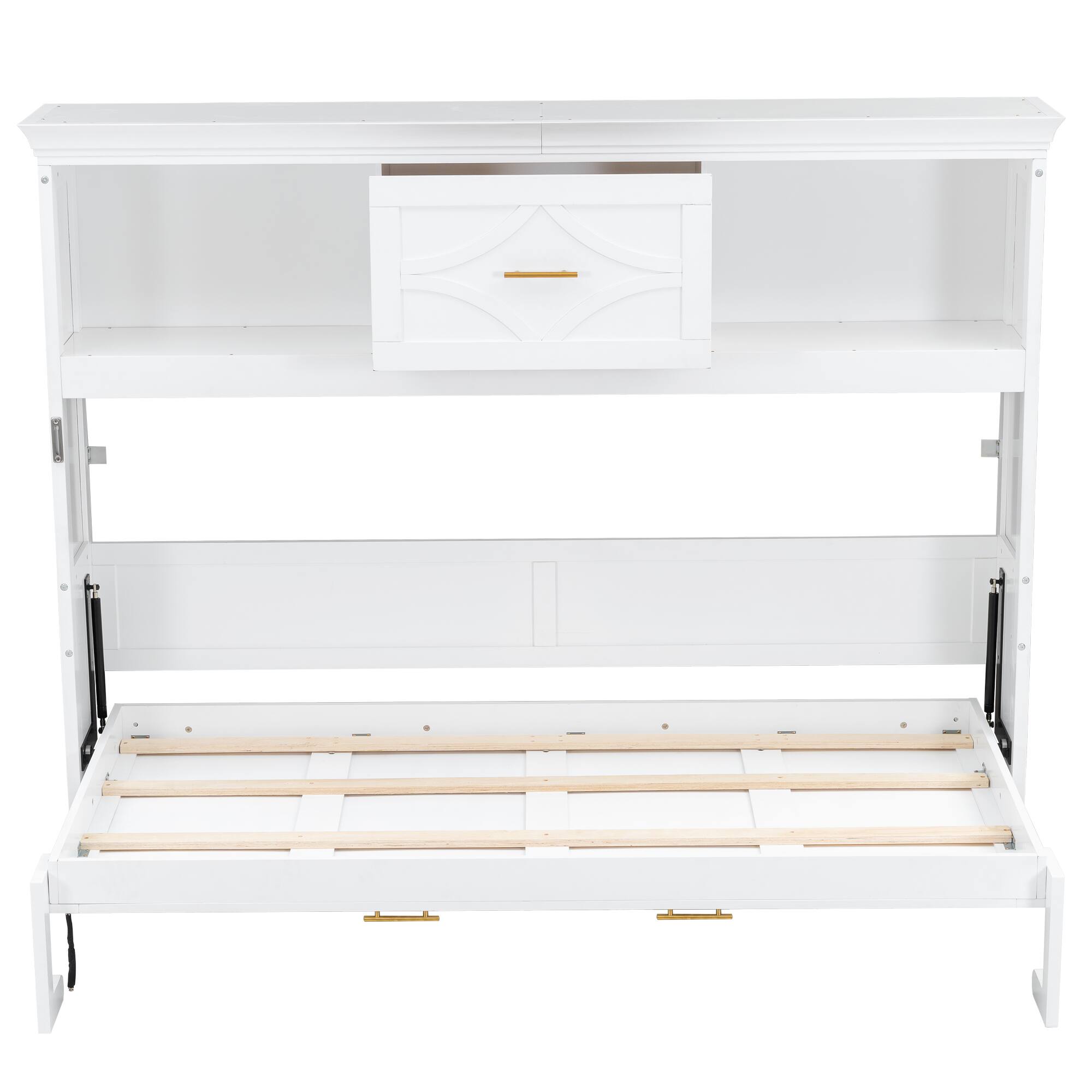 Alt View 2. Whisen - Twin Size Murphy Bed with Charging Station, Storage Drawer, Space-Saving Bed for Guest Room - White.