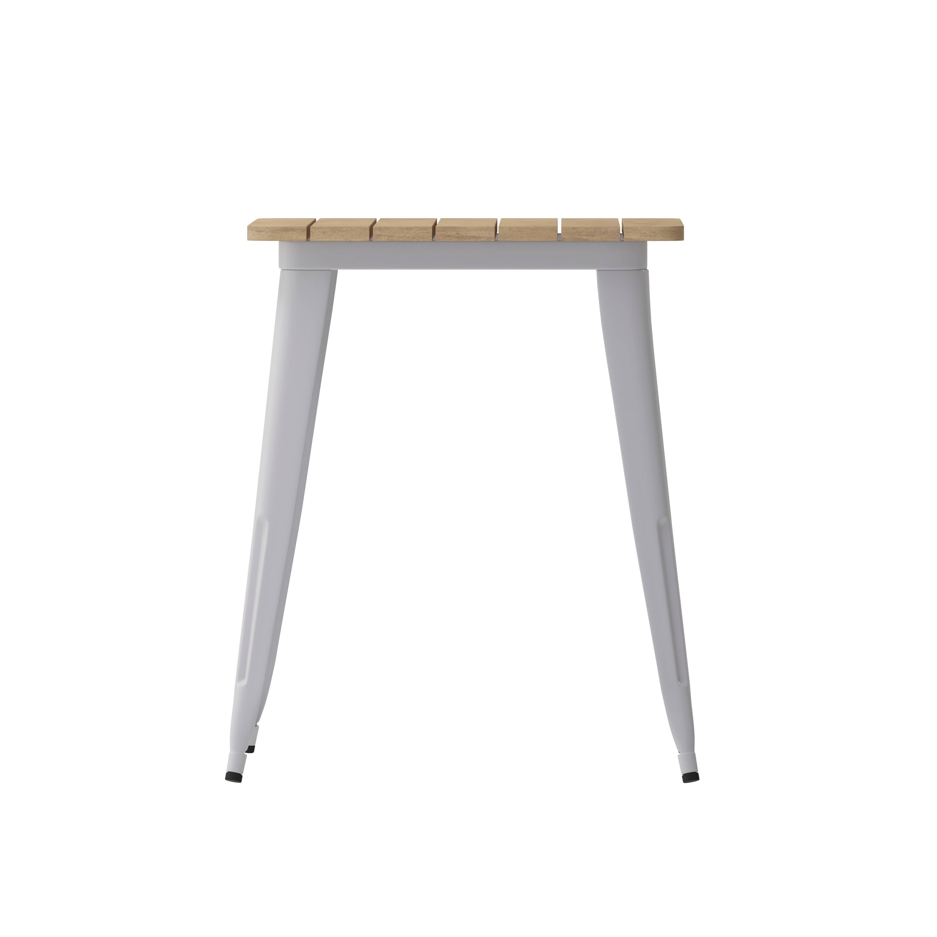 Alt View 7. Emma + Oliver - Drew Indoor/Outdoor Dining Table, 23.75" Square All Weather Poly Resin Top with Steel Base - Brown Top/Silver Frame.