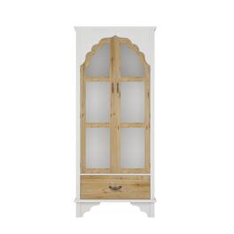 FUFU & GAGA - FUFU&GAGA Vintage Glass - Door Display Cabinet: Carved Details, Mixed - Material, Multi - Shelf - White