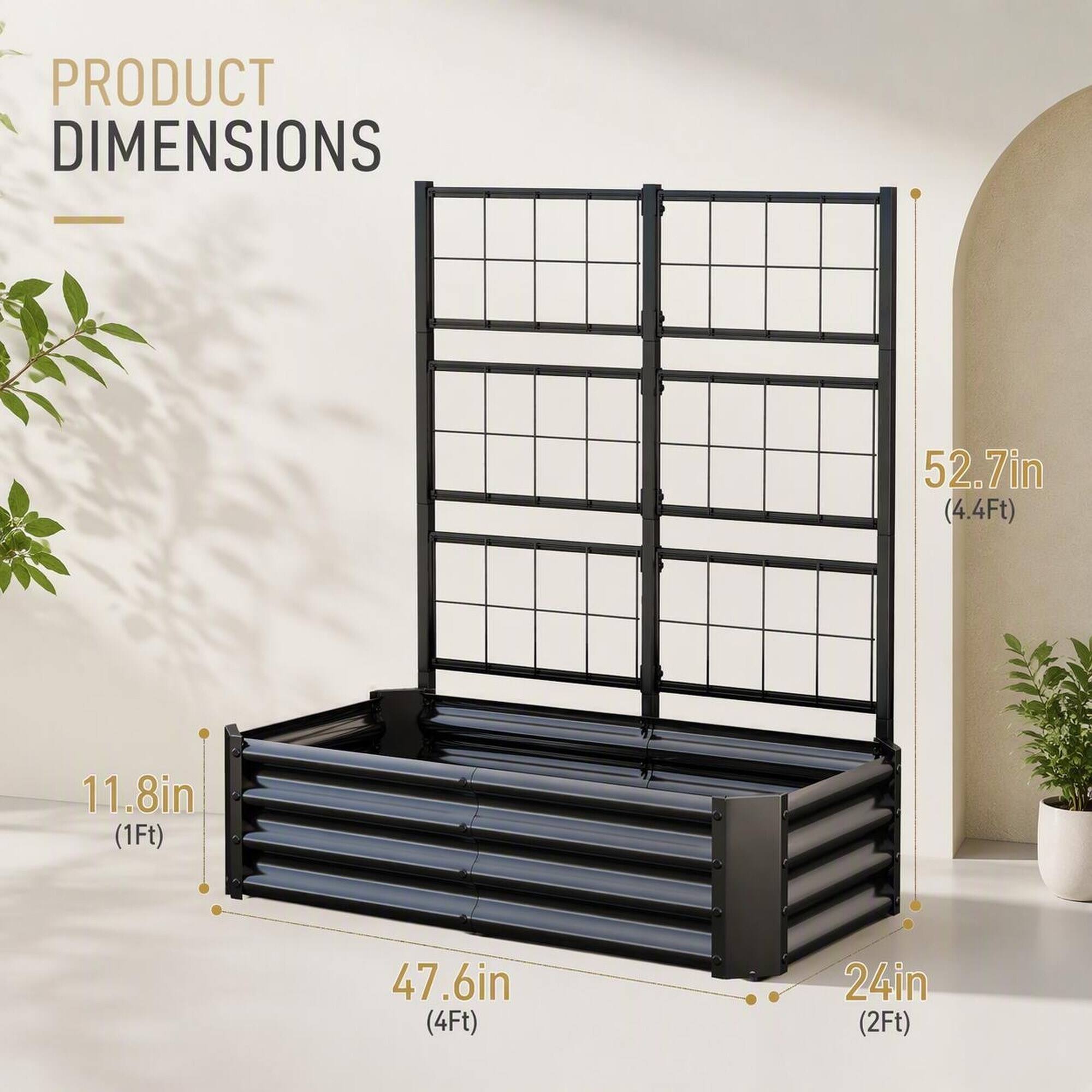 PRODUCT DIMENSIONS
52.7in (4.4Ft)
11.8in (1Ft)
47.6in (4Ft)
24in (2Ft)