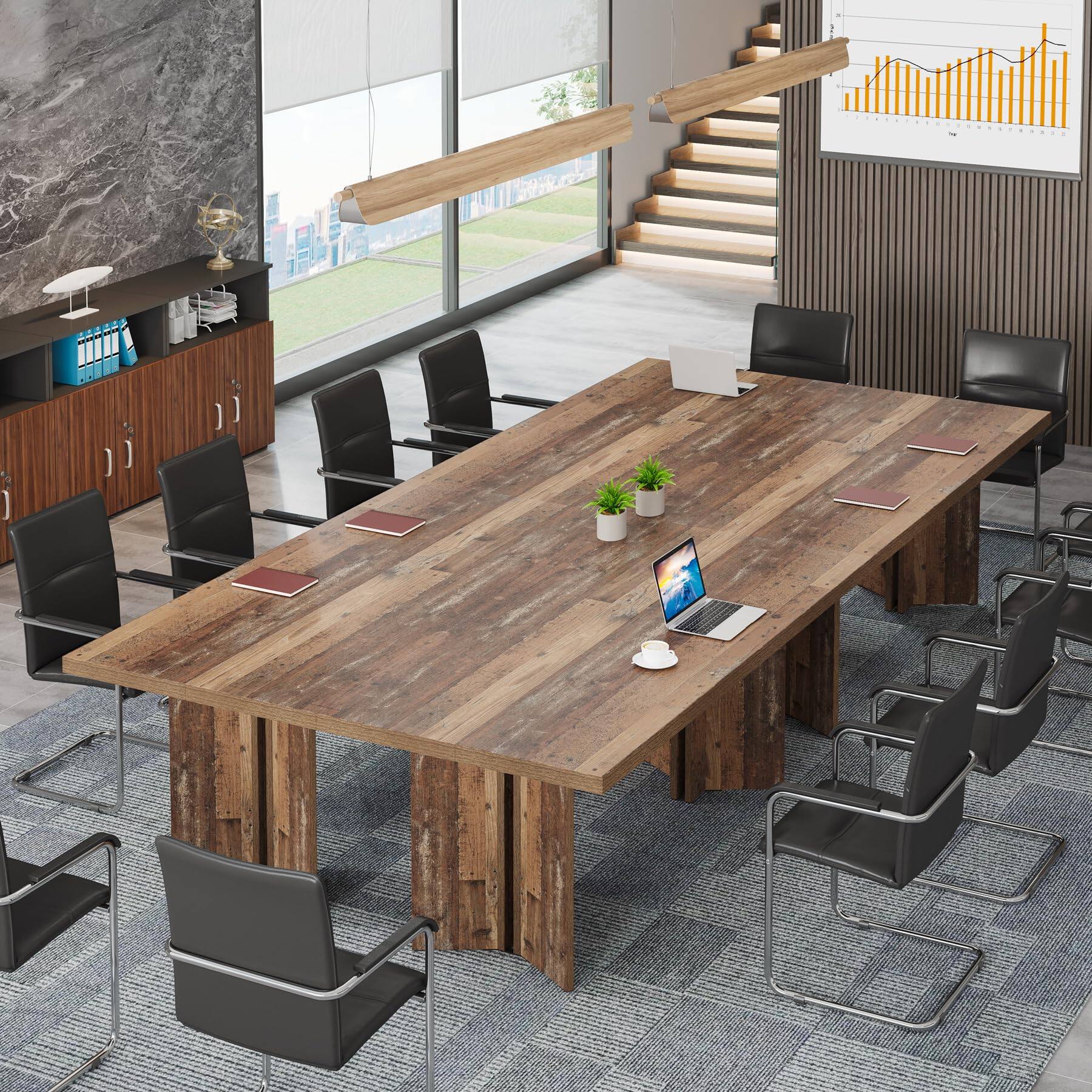Tribesigns 5.5FT Conference Table, 63 inch Rectangle Meeting Seminar ...