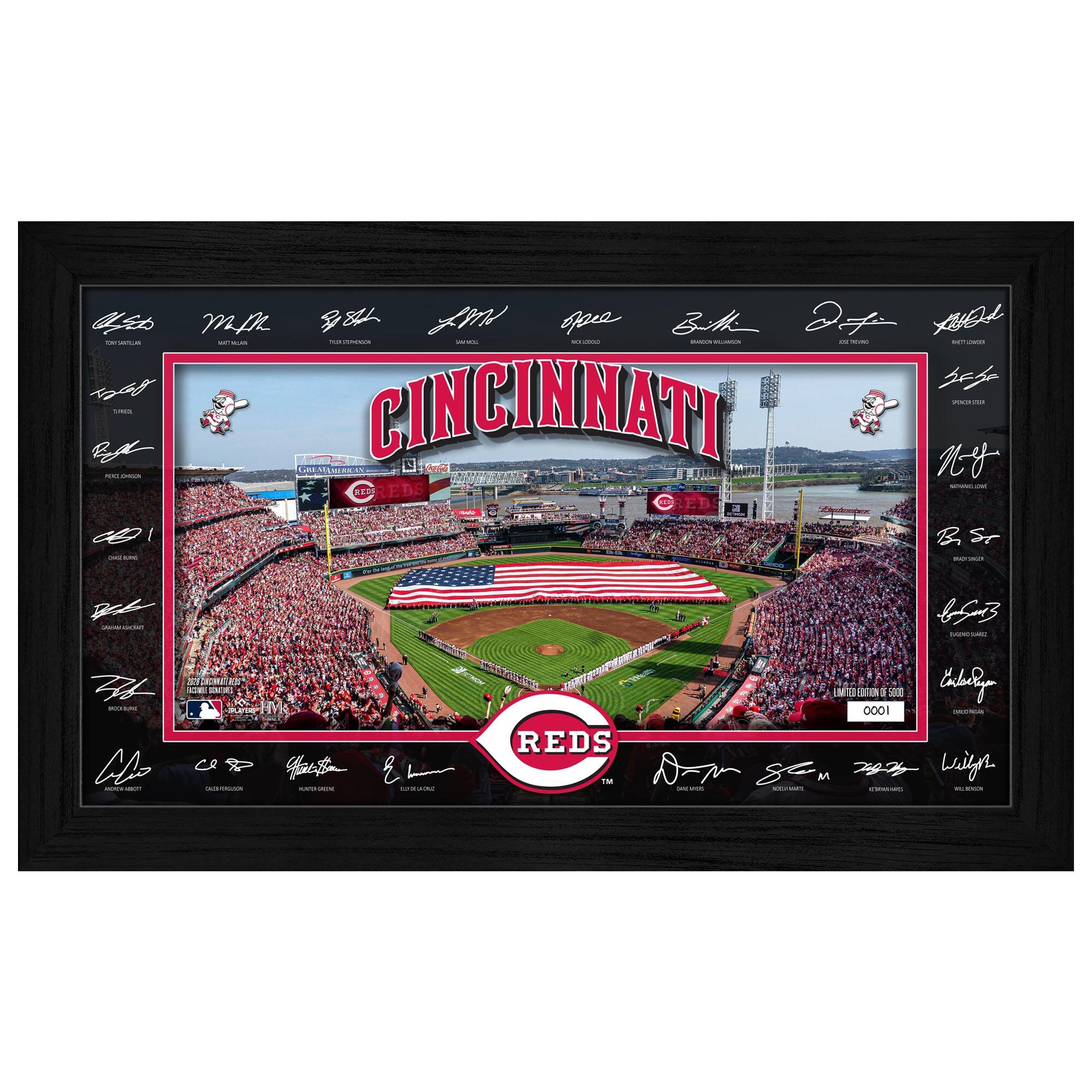 Cincinnati Reds 12" x 20" 2026 Signature Field Photograph - Facsimile Signatures