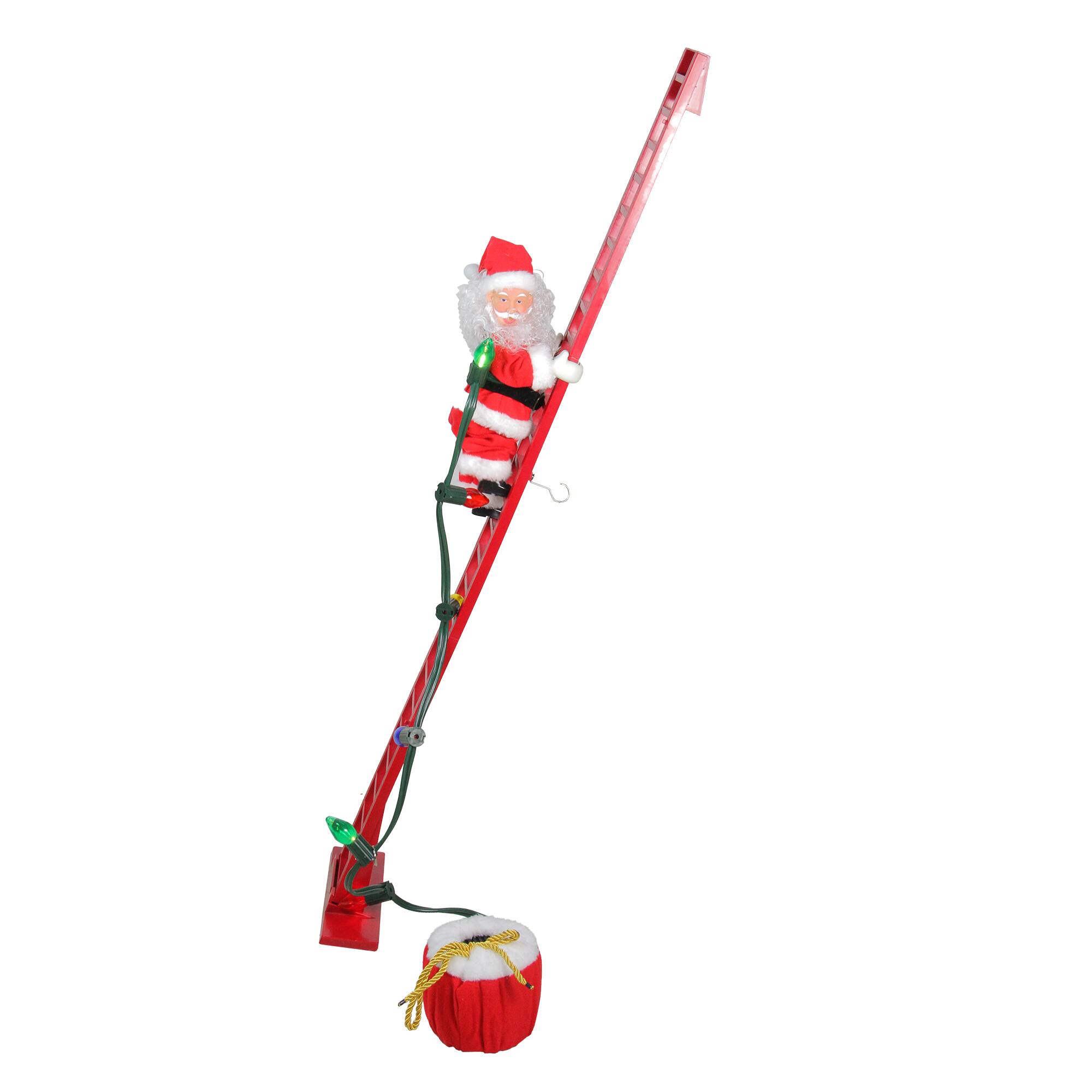 Mr. Christmas - Mr Christmas Animated and Musical Climbing Santa with Light Strand - Red
