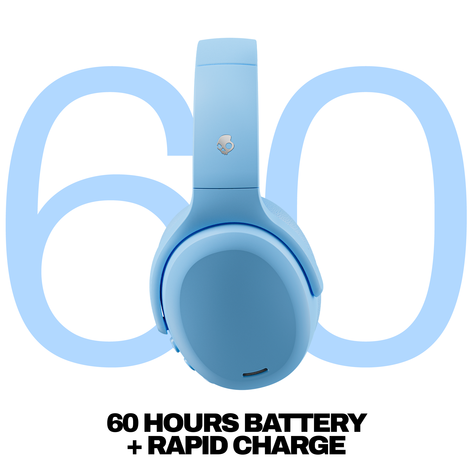 Left. Skullcandy - Crusher ANC 2 Over-the-Ear Noise Canceling Wireless Bluetooth Headphones - Preppy Blue.