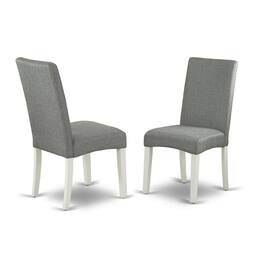 East West Furniture - Dining Room Set Linen White - Brown