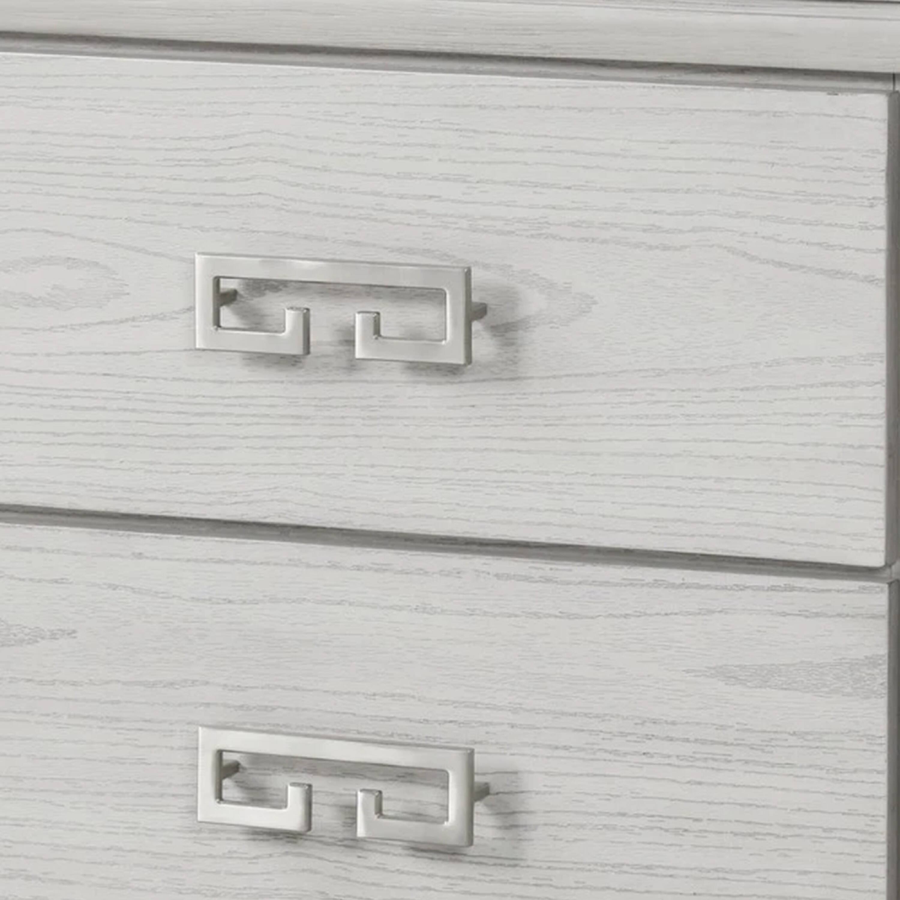 Alt View 2. Manhattan Lane - Basil Nightstand, 2 Drawers, 29 Inch - White, Nickel.