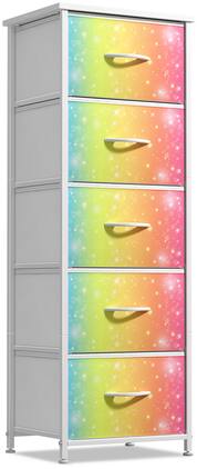 Sorbus - Nightstand with 5 Drawers, Tall Storage Dresser Tower Organizer for Bedroom, Hallway, Closet, College Dorm - Multicolor