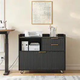Anysun - Mobile Office File Cabinet with Charging Station & Multi Drawers, Open Storage Compartment, for Home & Office Use