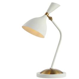 Jonathan Y - Albert 21.5" Iron Retro Mid-Century LED Table Lamp, White/Gold - White/Brass Gold