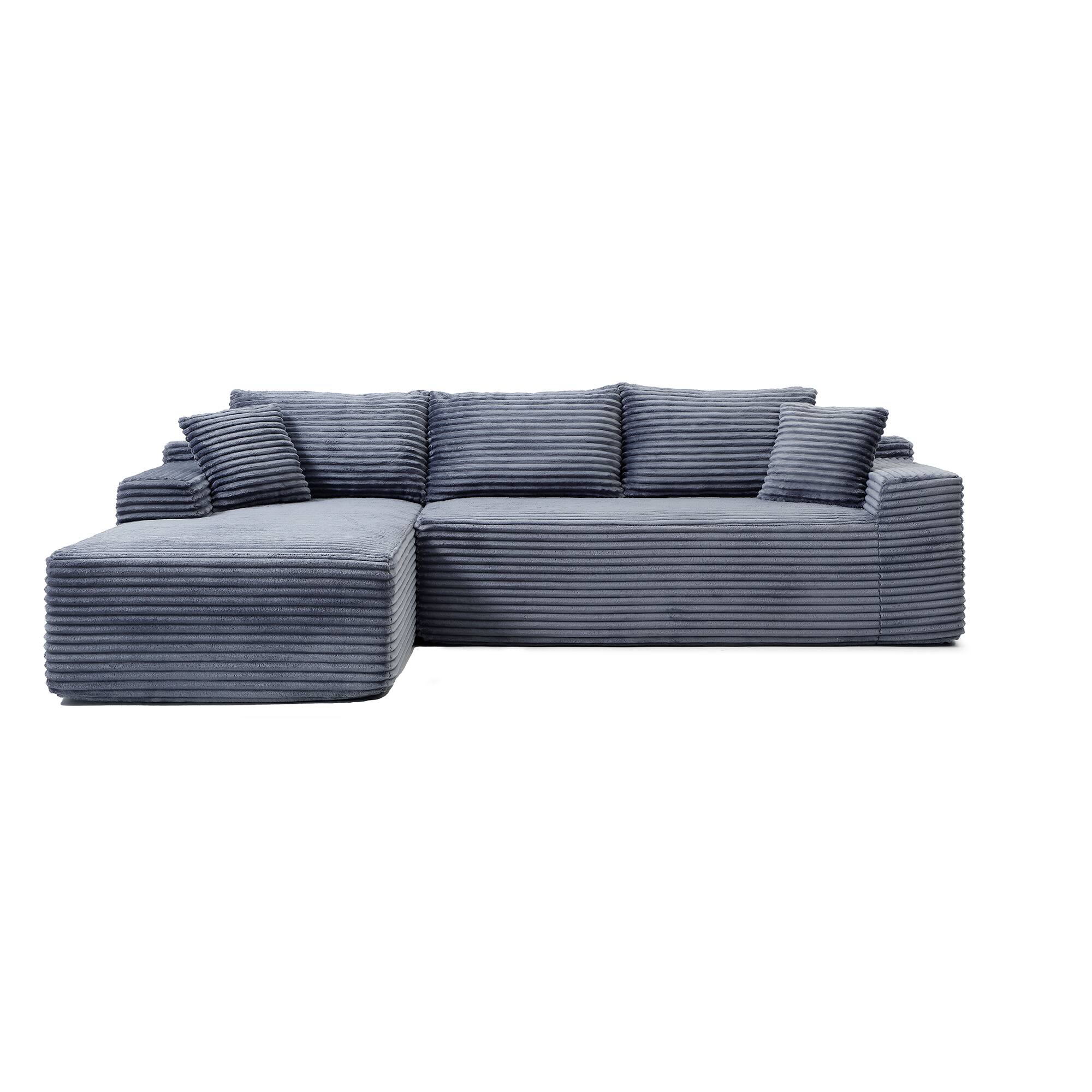 Left. Anysun - 95" Rabbit Hair Modular Cloud Sofa - Left L-Shape, Recliner, Minimalist Sleeper & Deep Seat for Living Room - Gray.