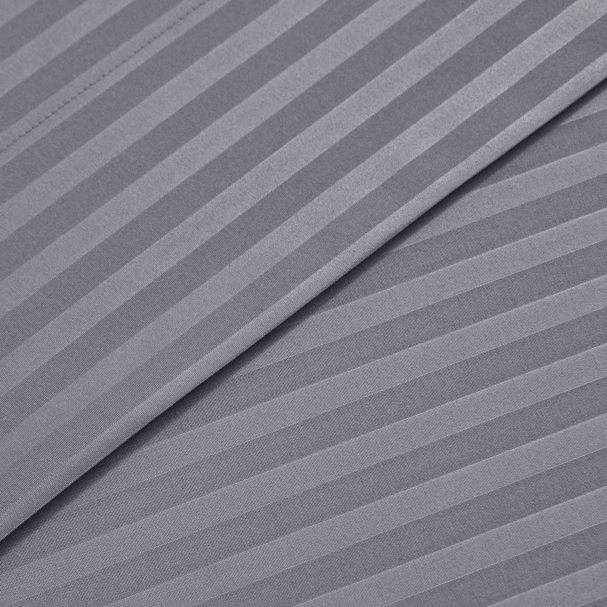 Left. Sweet Home Collection - 6 Piece Embossed Dobby Stripe Sheet Set, Double Brushed Microfiber, King - Silver.