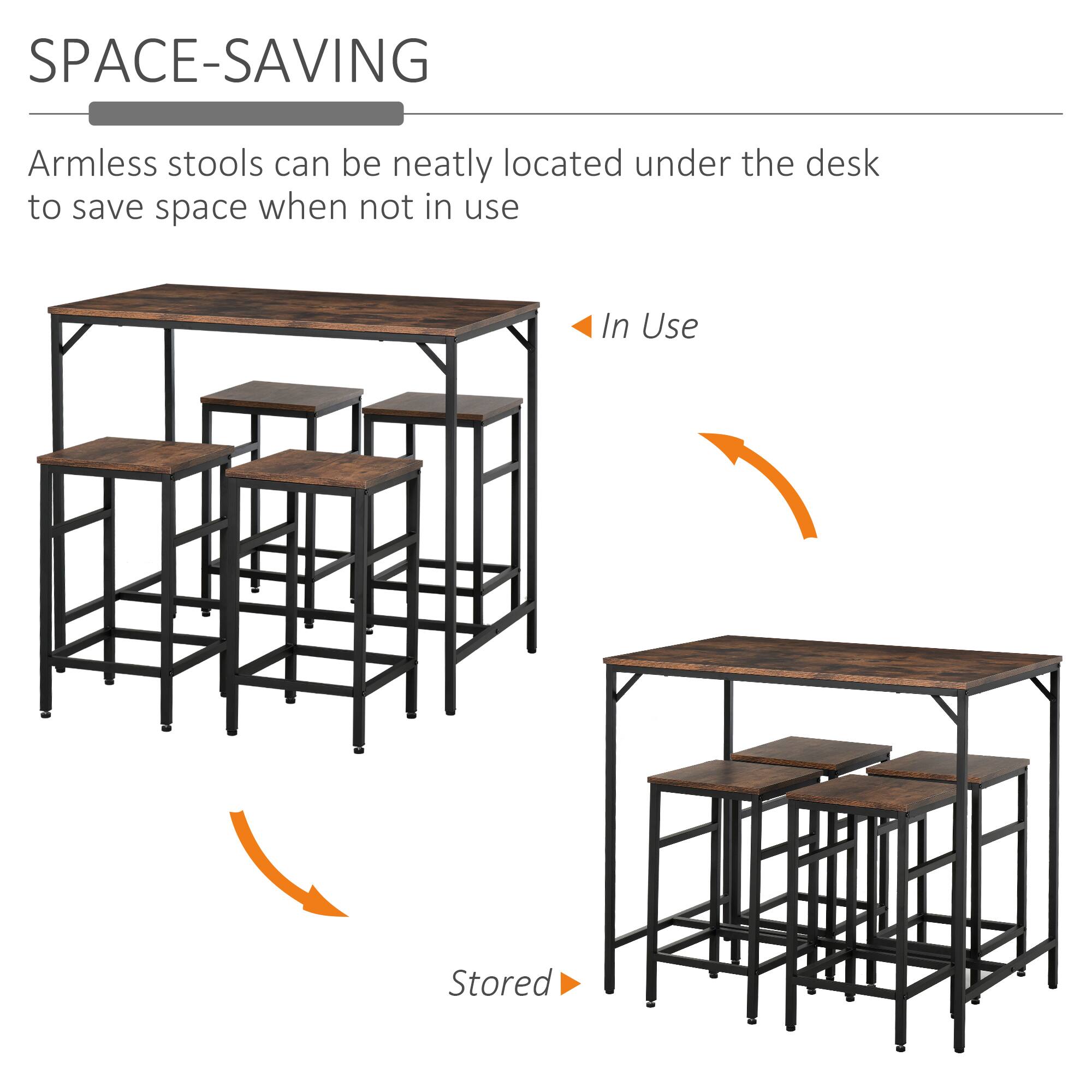 SPACE-SAVING
Armless stools can be neatly located under the desk to save space when not in use
In Use
Stored
