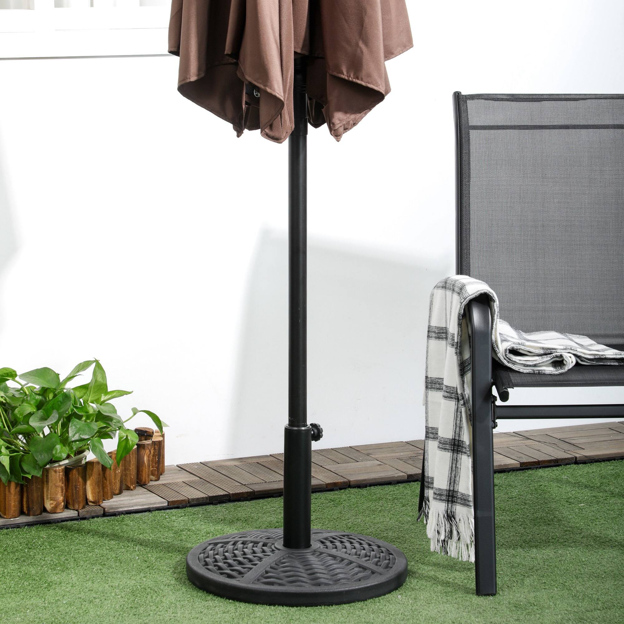 Alt View 8. Outsunny - lbs. Market Umbrella Base Holder 18" Heavy Duty Round Parasol Stand with Rattan Design for Patio - Black.