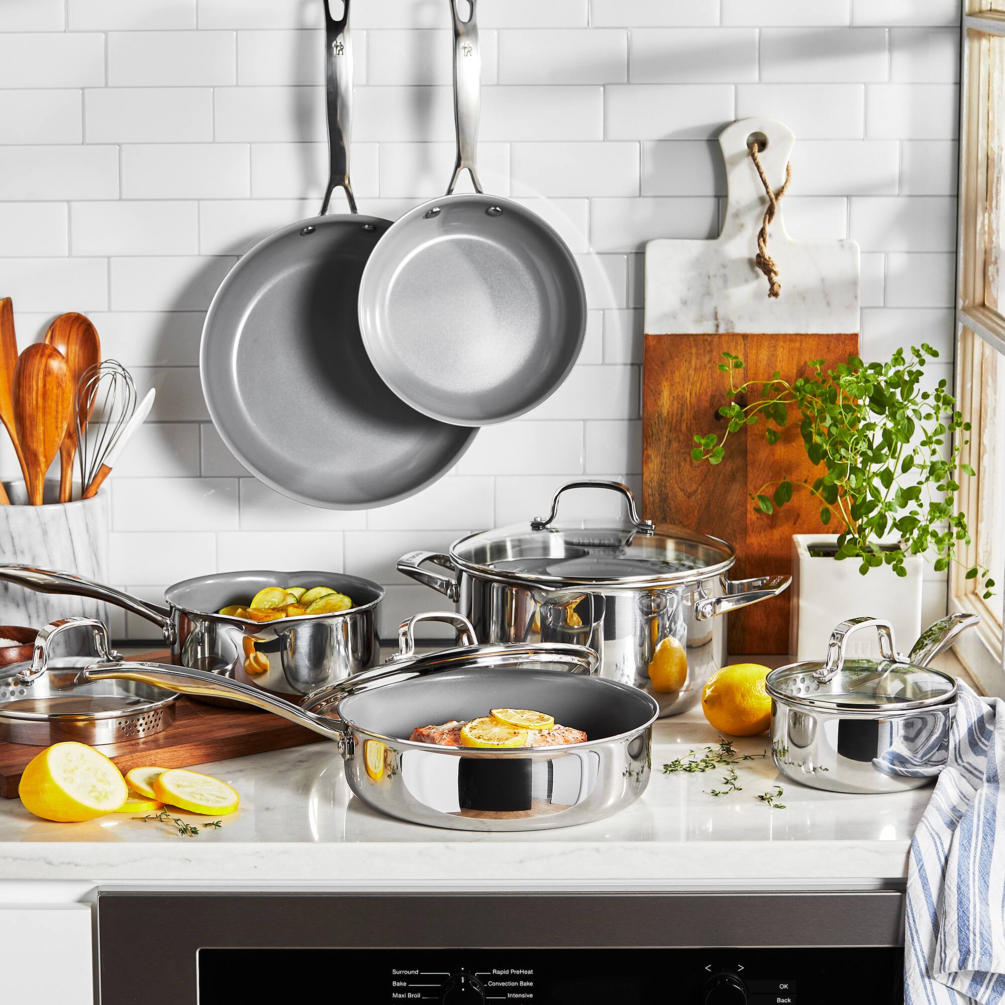 Henckels Clad H3 10 pc Ceramic Nonstick Cookware Set Stainless