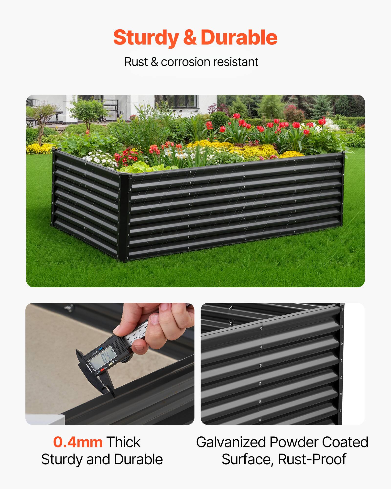 gardenH　904040 VEVOR Metal Raised Garden Bed, 8 x 4 x 2 ft Outdoor Galvanized