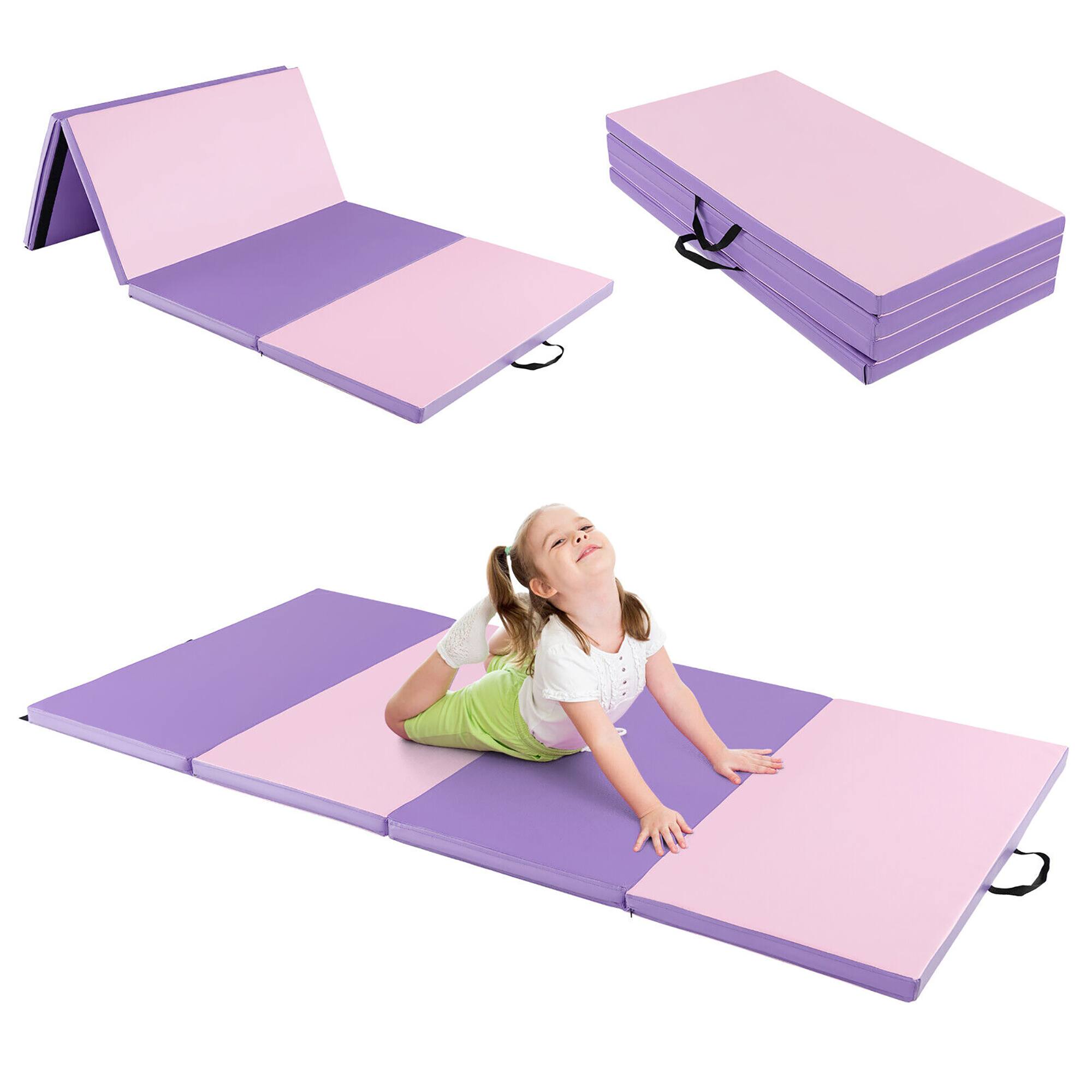 Alt View 7. Gymax - Gymax 8' x 4' x 2'' Folding Gymnastics Mat Tumbling Exercise PU Leather Cover for Yoga - Pink.