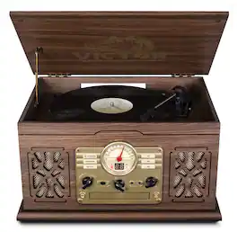 Victor Audio - Victor State 7-in-1 Wood Music Center - Espresso