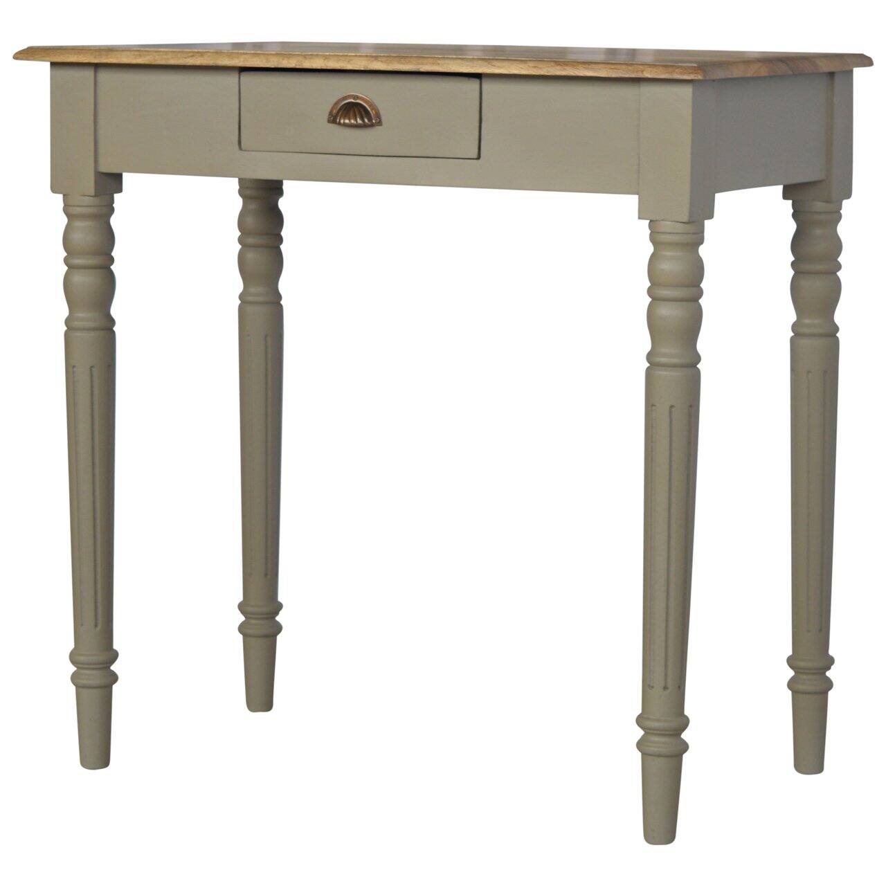 Left. Artisan Furniture - Artisan Furniture Solid Wood Hand Painted Writing Desk, 1 Drawer, Grey - Grey.
