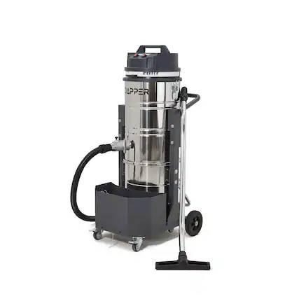 Front. Dapper Supply - Dapper Supply 26 5 Gallon Wet Dry Vacuum Dual Motor 3 3 HP 222 CFM 120V 20A Plug 2 Year Warranty - Silver.