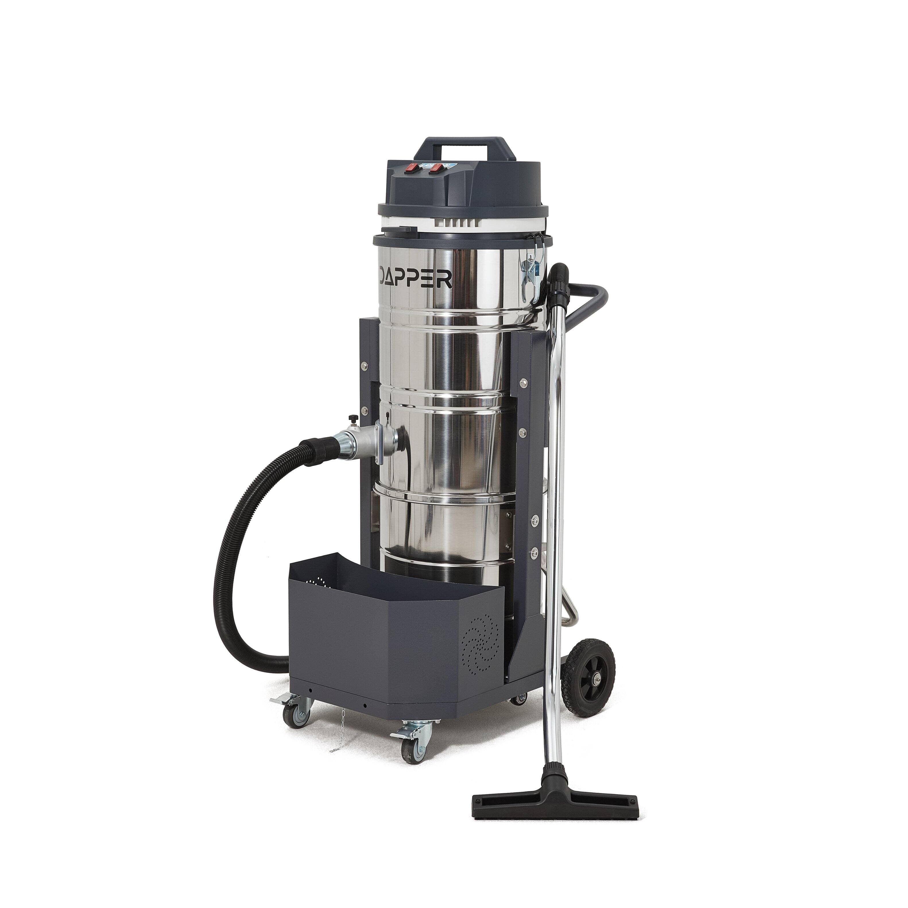 Front. Dapper Supply - Dapper Supply 26 5 Gallon Wet Dry Vacuum Dual Motor 3 3 HP 222 CFM 120V 20A Plug 2 Year Warranty - Silver.