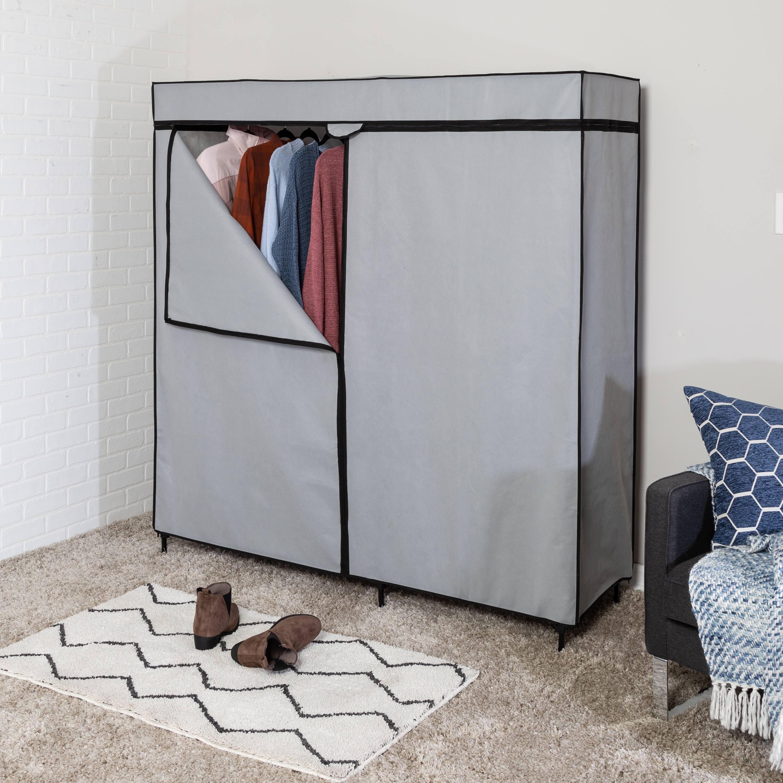 Alt View 13. Honey-Can-Do - 60In Wide Double Door Portable Wardrobe Closet - Grey.