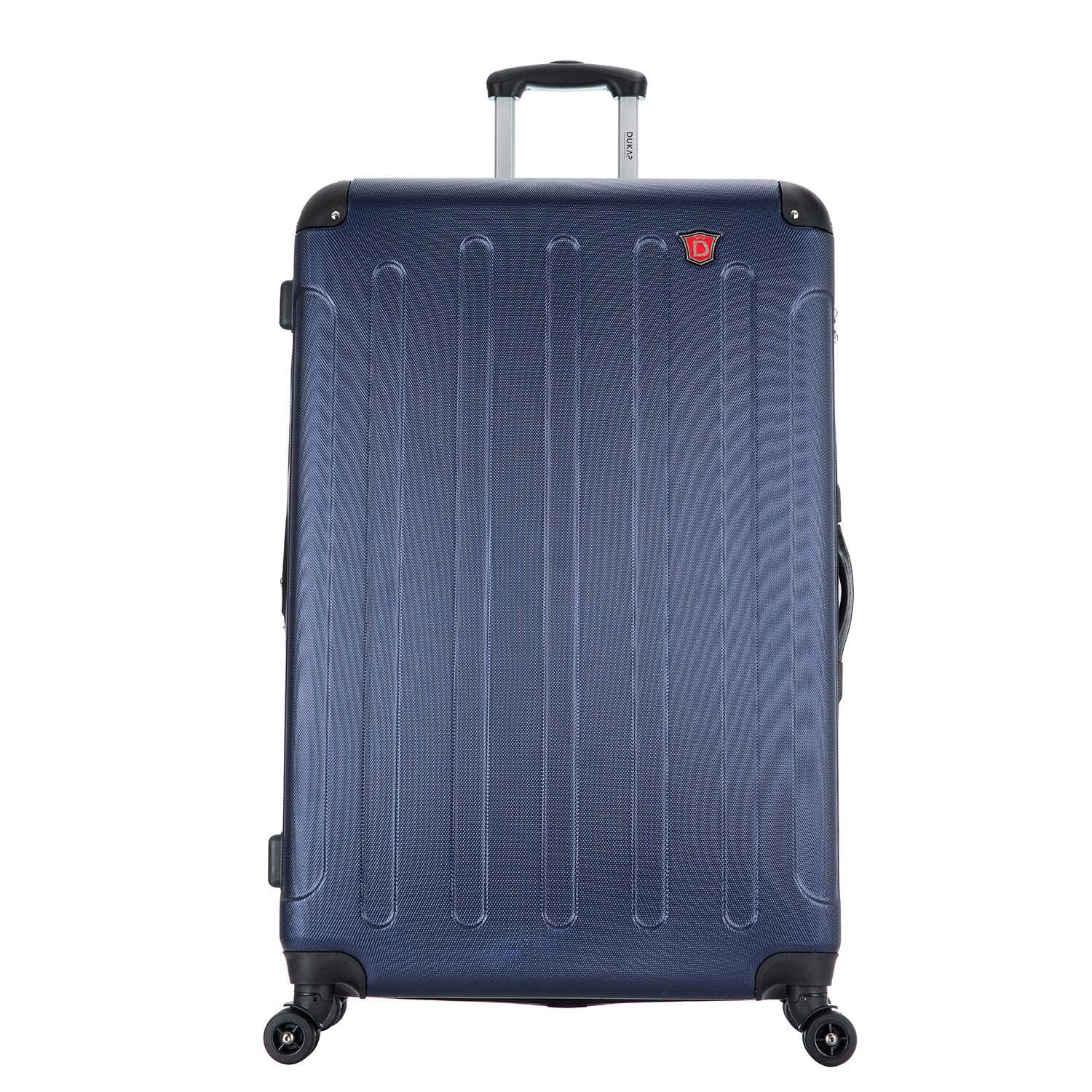 Angle. DUKAP - Intely Hardside Spinner Luggage 32" with Integrated Digital Weight Scale - BLUE.
