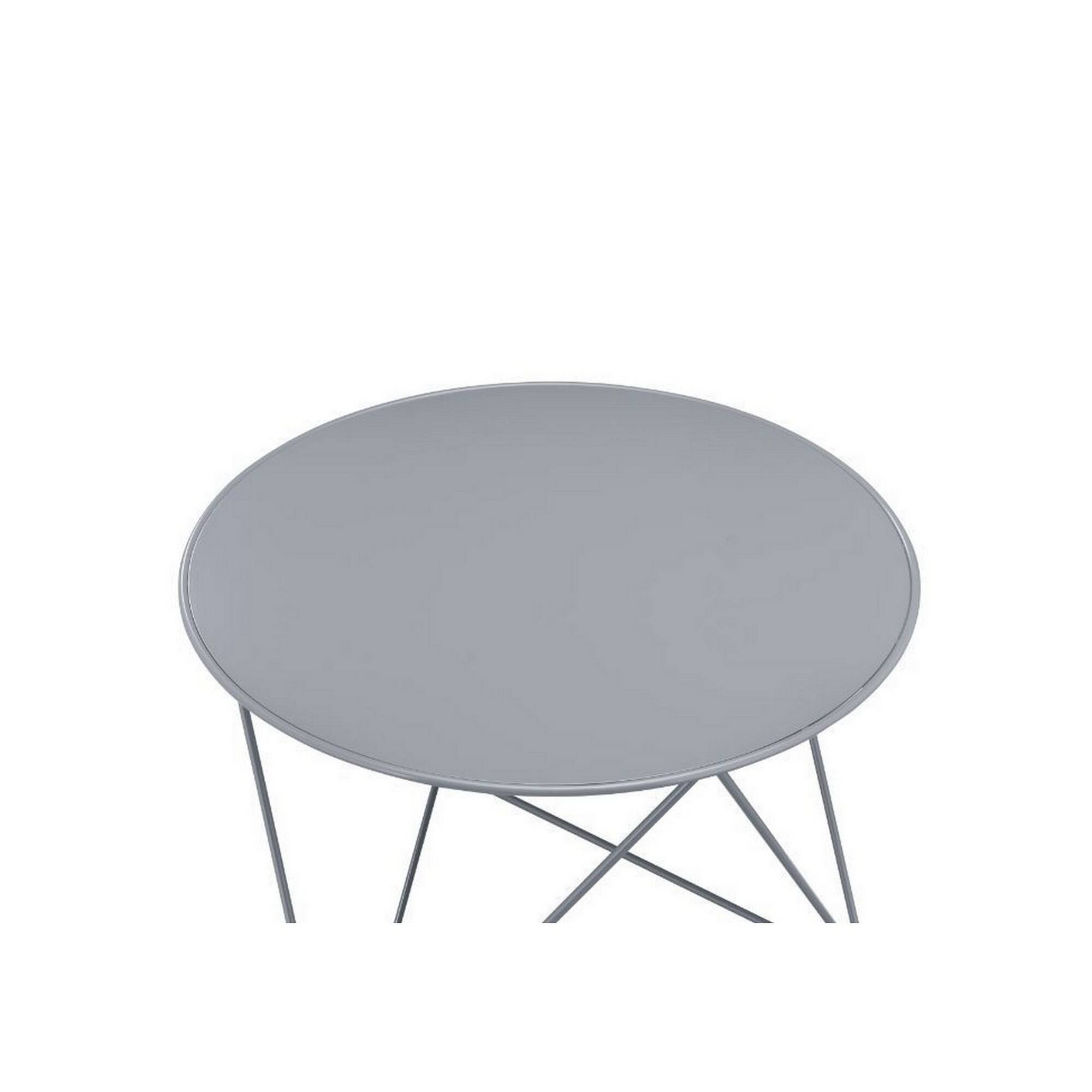 Alt View 3. Manhattan Lane - Accent Table with Open Geometric Base and Round Top - Gray.
