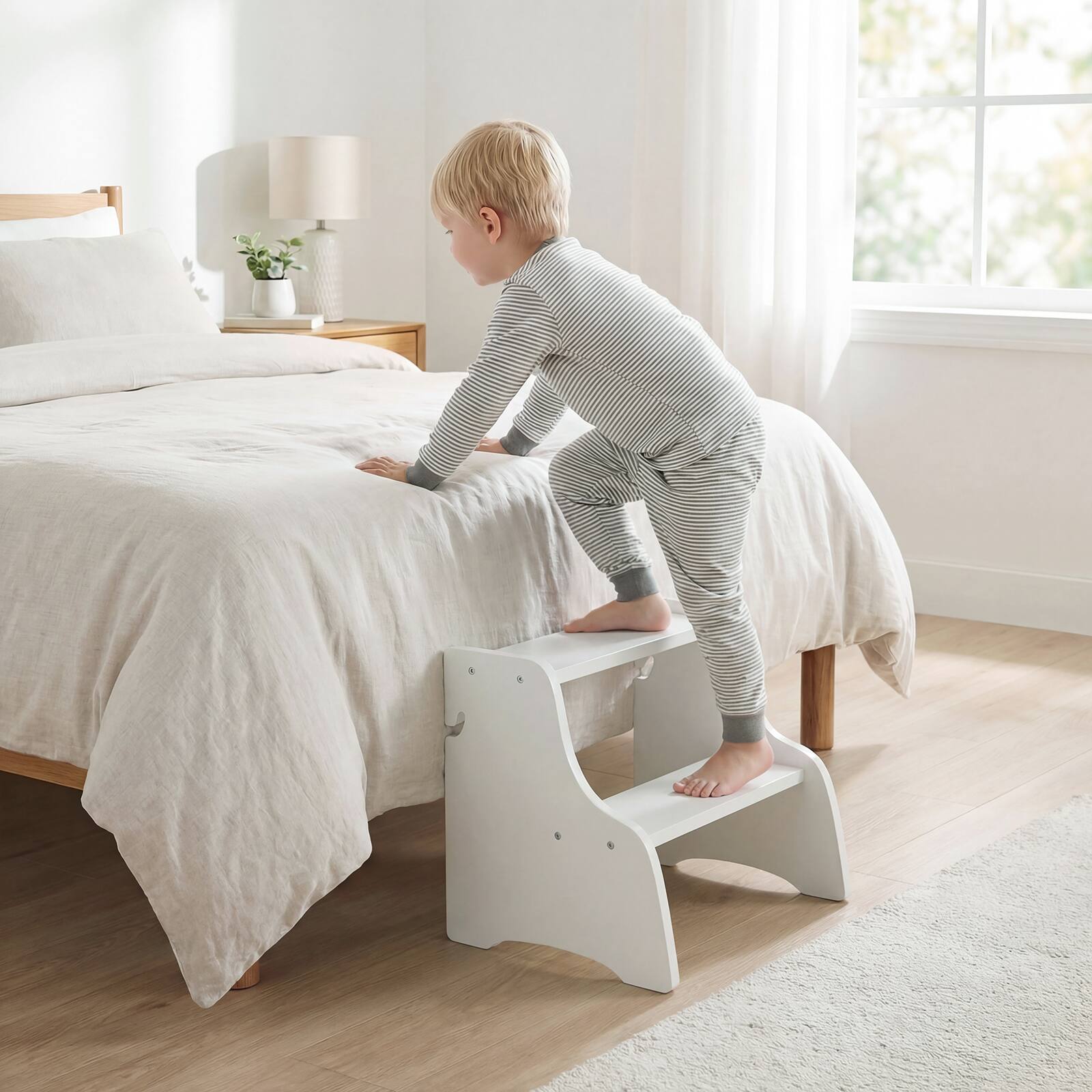 Alt View 5. Gymax - Gymax Foldable Toddler Step Stool w/Chalkboards 2-Step Stool Hollowed-out Patterns White - White.