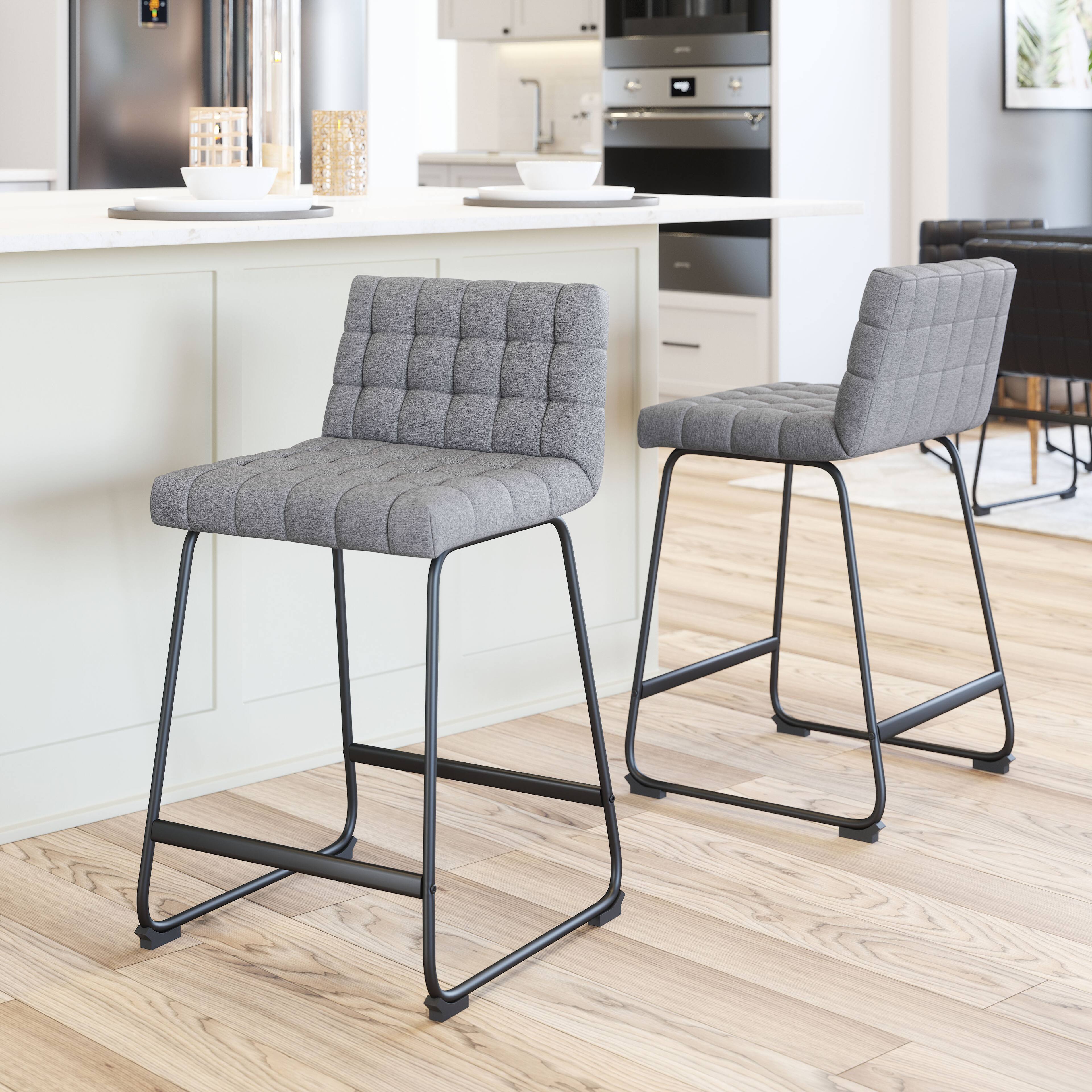 Angle. Hivvago - Pago Counter Stool (Set of 2) Gray - Gray.