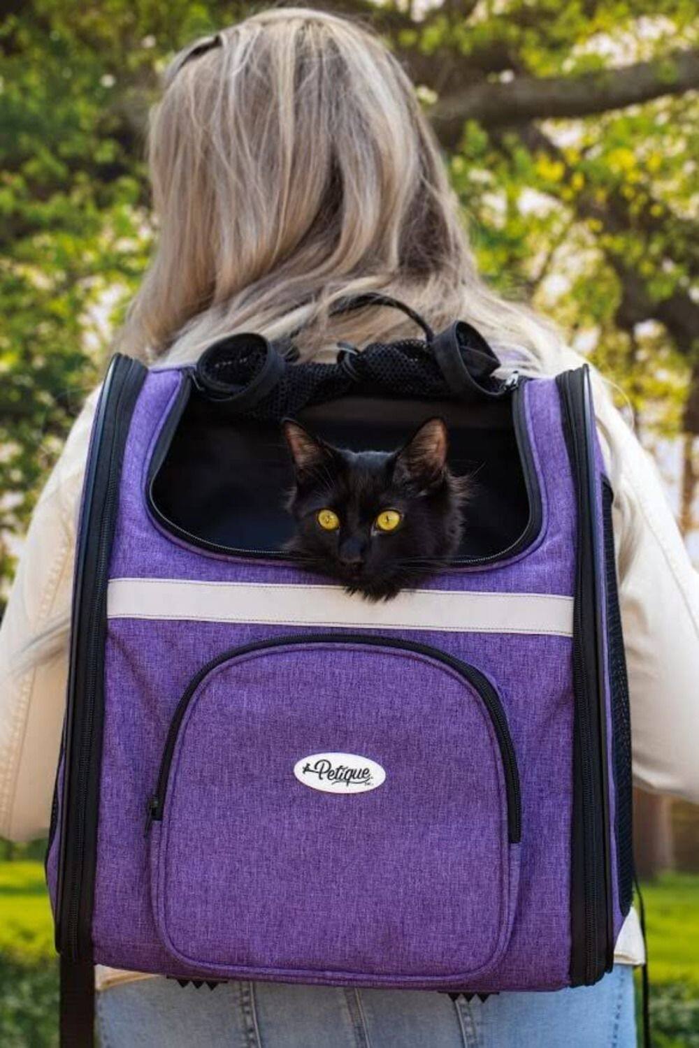 Back. Petique - Petique Pet Backpacker, Pet Carrier for Small Size Pets, Ventilated Backpack Bag for Cats & Dogs.