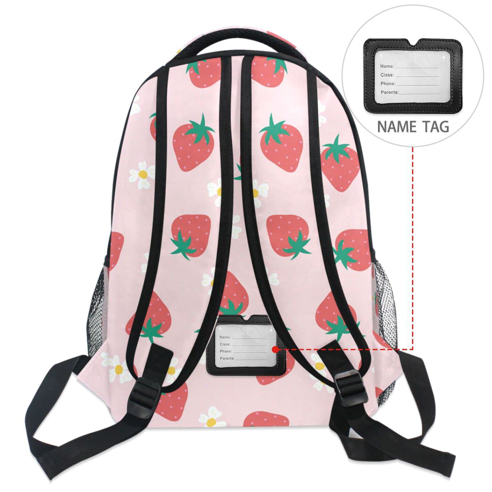 Alt View 3. Pacoar Cade - Pink Strawberry Backpack For Cute School Backpacks Book Bag Daypack - Black Leopard-11.5 x 8 x 16 IN.
