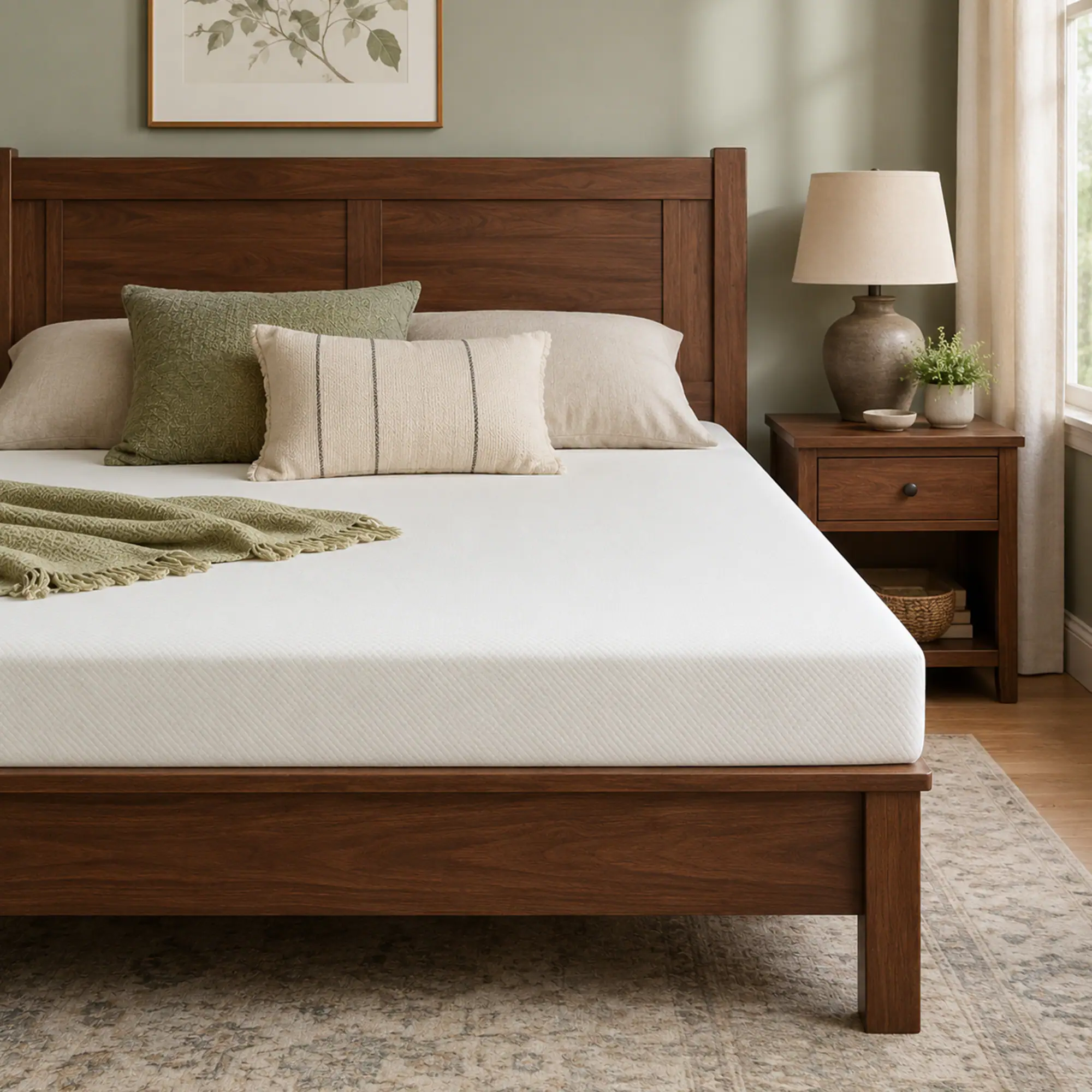 Angle. Anysun - 8" Twin Memory Foam Mattress – Gel-Infused Cooling Layer, High-Density Support, CertiPUR-US Certified, Roll-in-a-Box - White.
