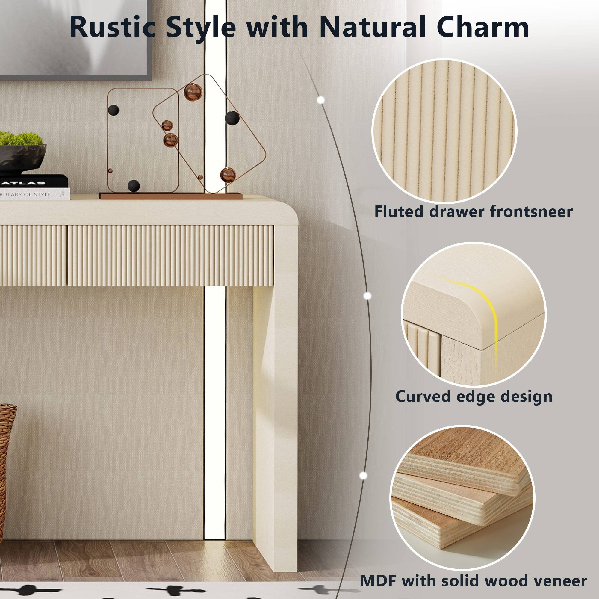 Rustic Style with Natural Charm

ATLAS BULARY OF STYLE

Fluted drawer frontsneer

Curved edge design

MDF with solid wood veneer