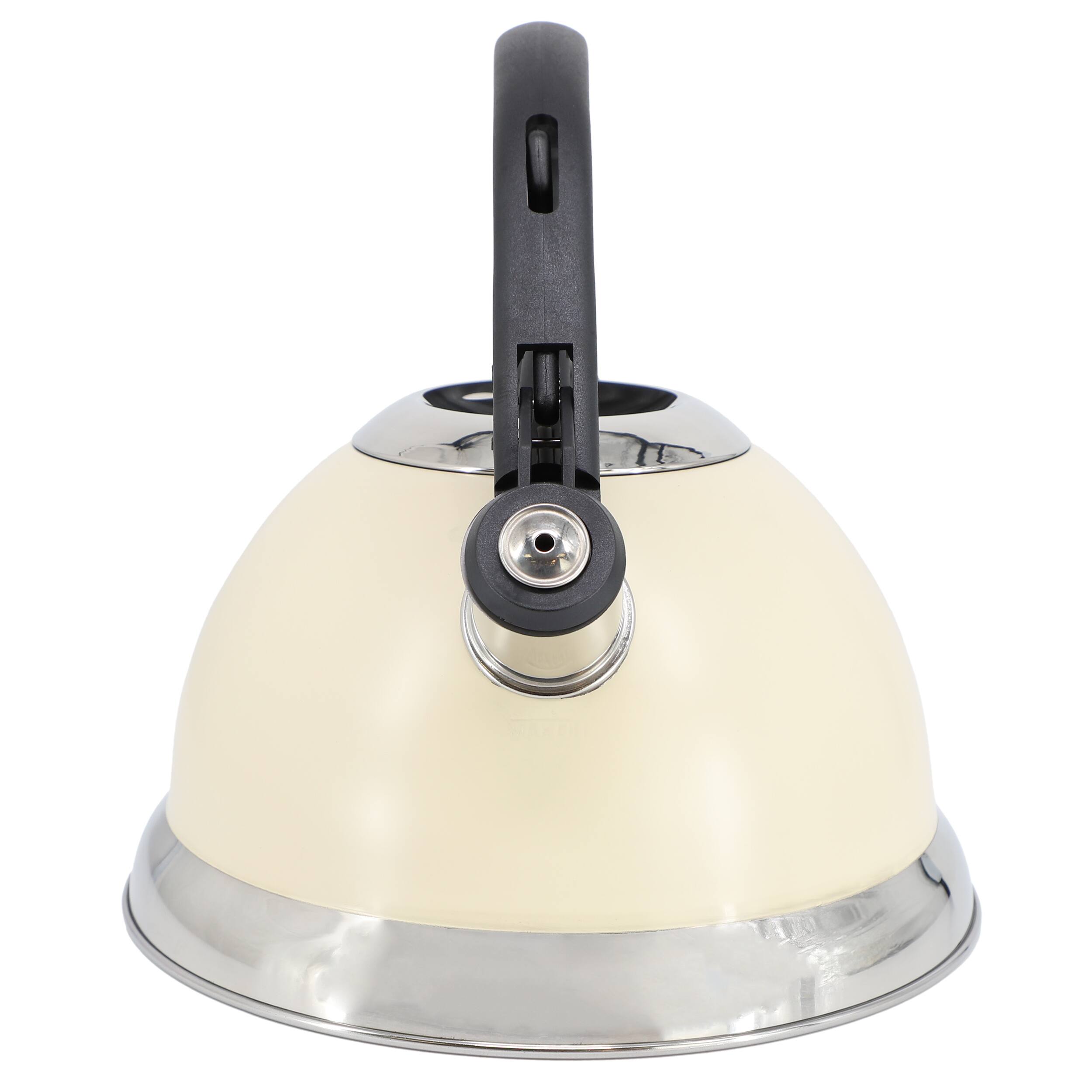 Alt View 3. Mr. Coffee - Mr. Coffee Clarefield 2.4 Quart Stainless Steel Whistling Tea Kettle in White - Cream.