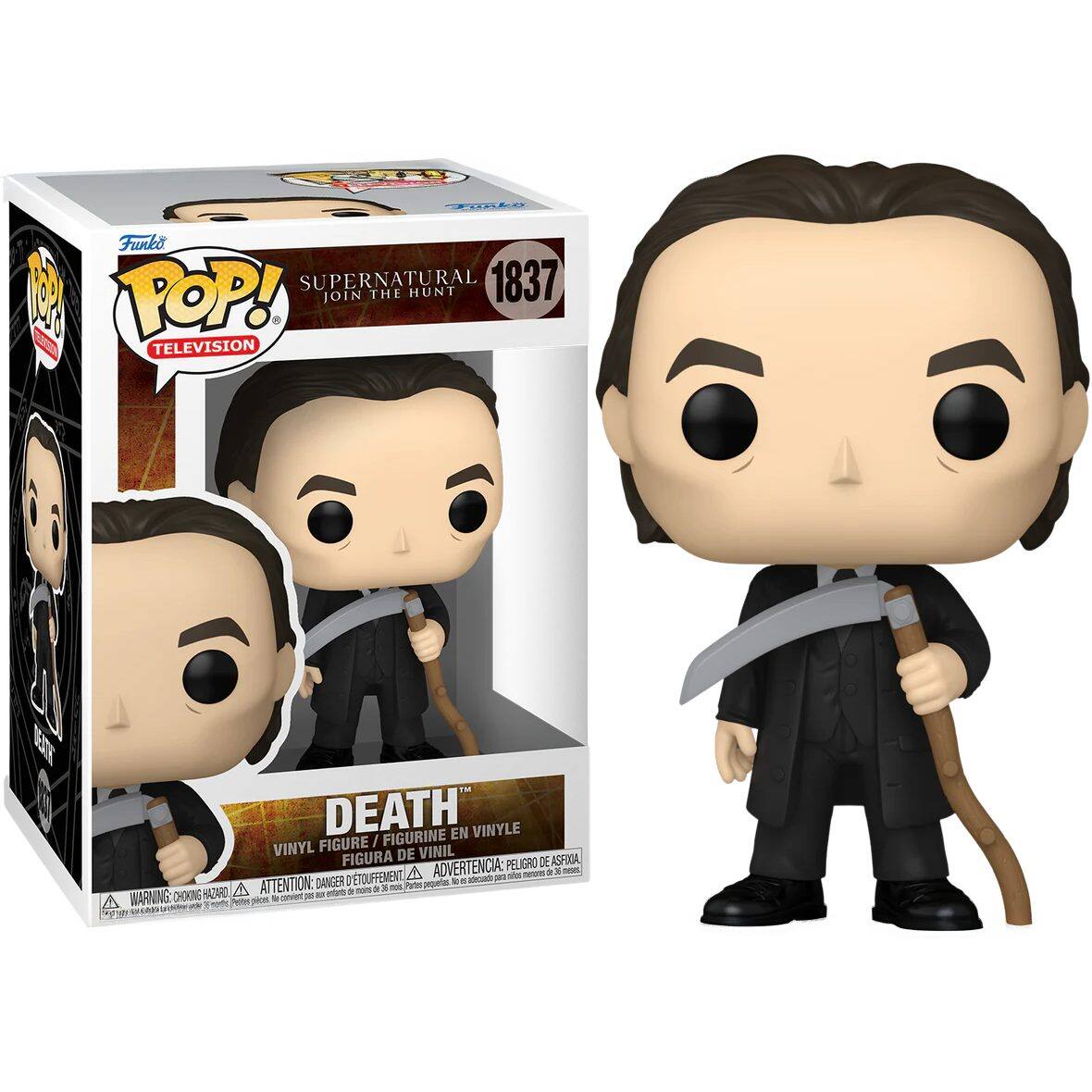 Funko POP! Supernatural 1837  
Join the Hunt  
Television Death  
Vinyl Figure / Figurine en Vinyle / Figura de Vinilo / Figura de Vinil  
Advertencia: Peligro - Attention: Danger - Warning: Choking Hazard